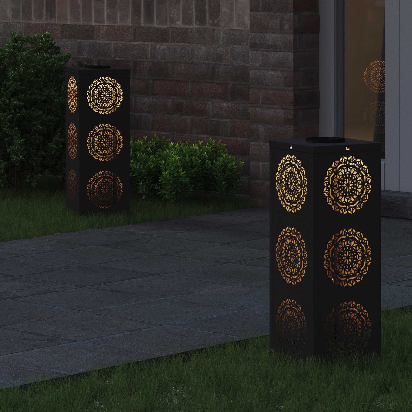 Solenergi LED stibelys 2 pcs Svart Kaldvalset stål