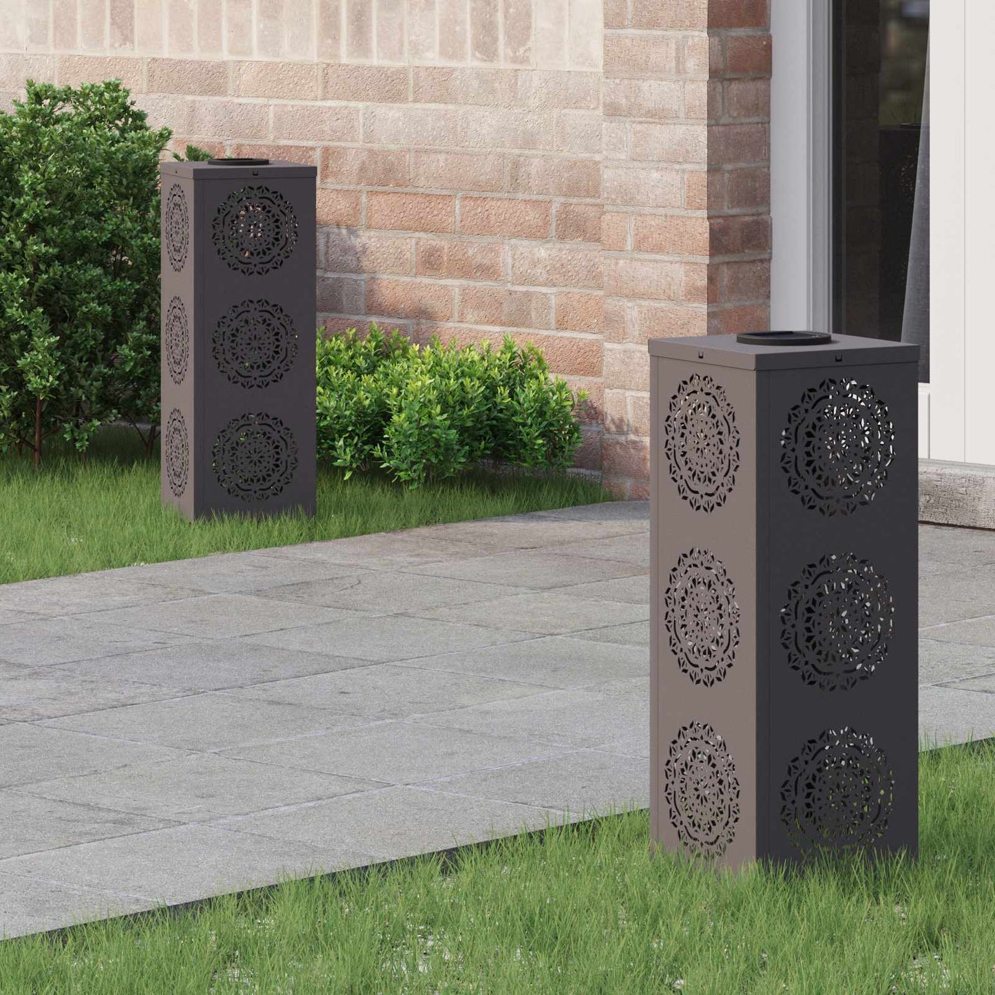 Solenergi LED stibelys 2 pcs Svart Kaldvalset stål