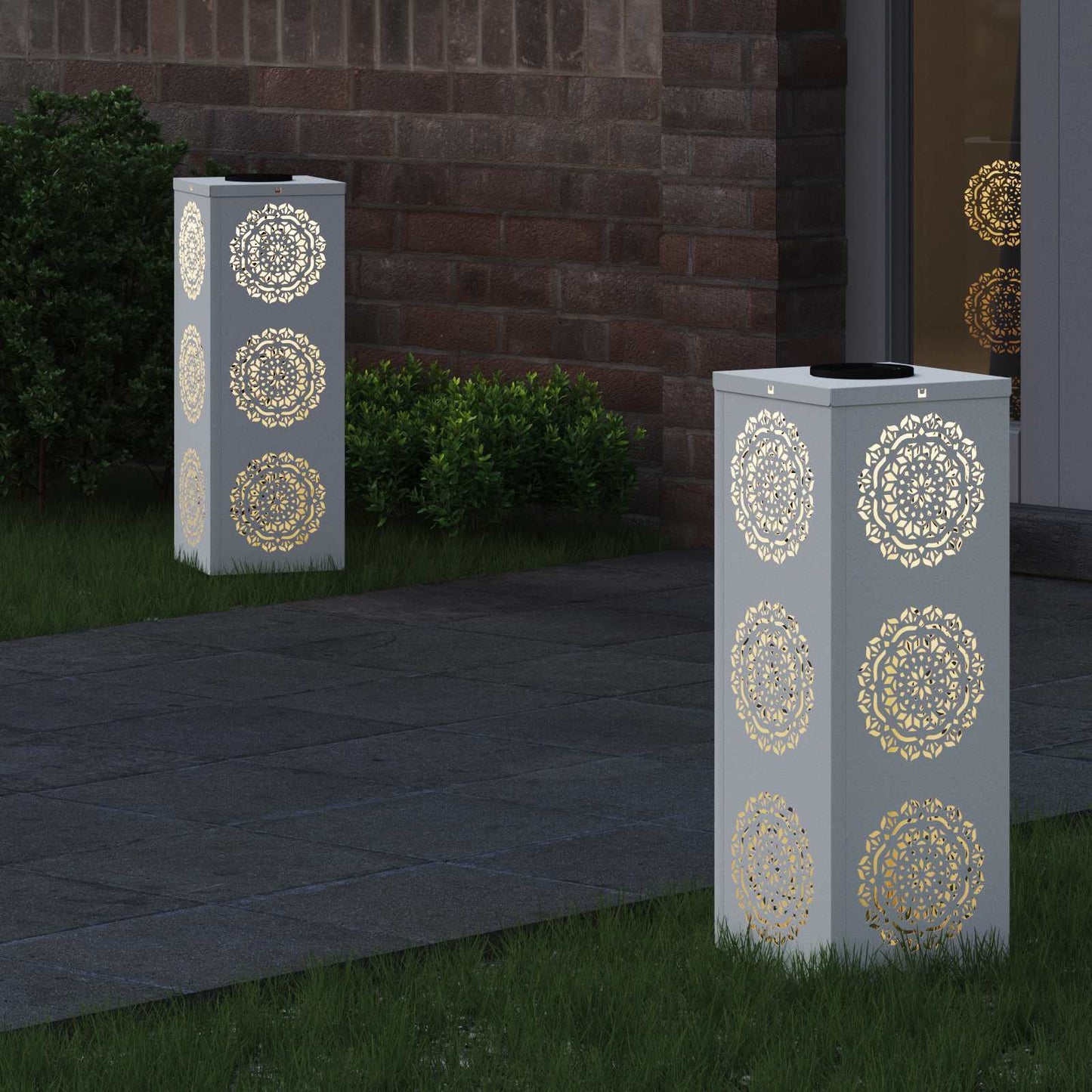 Solenergi LED stibelys 2 pcs Hvit Kaldvalset stål