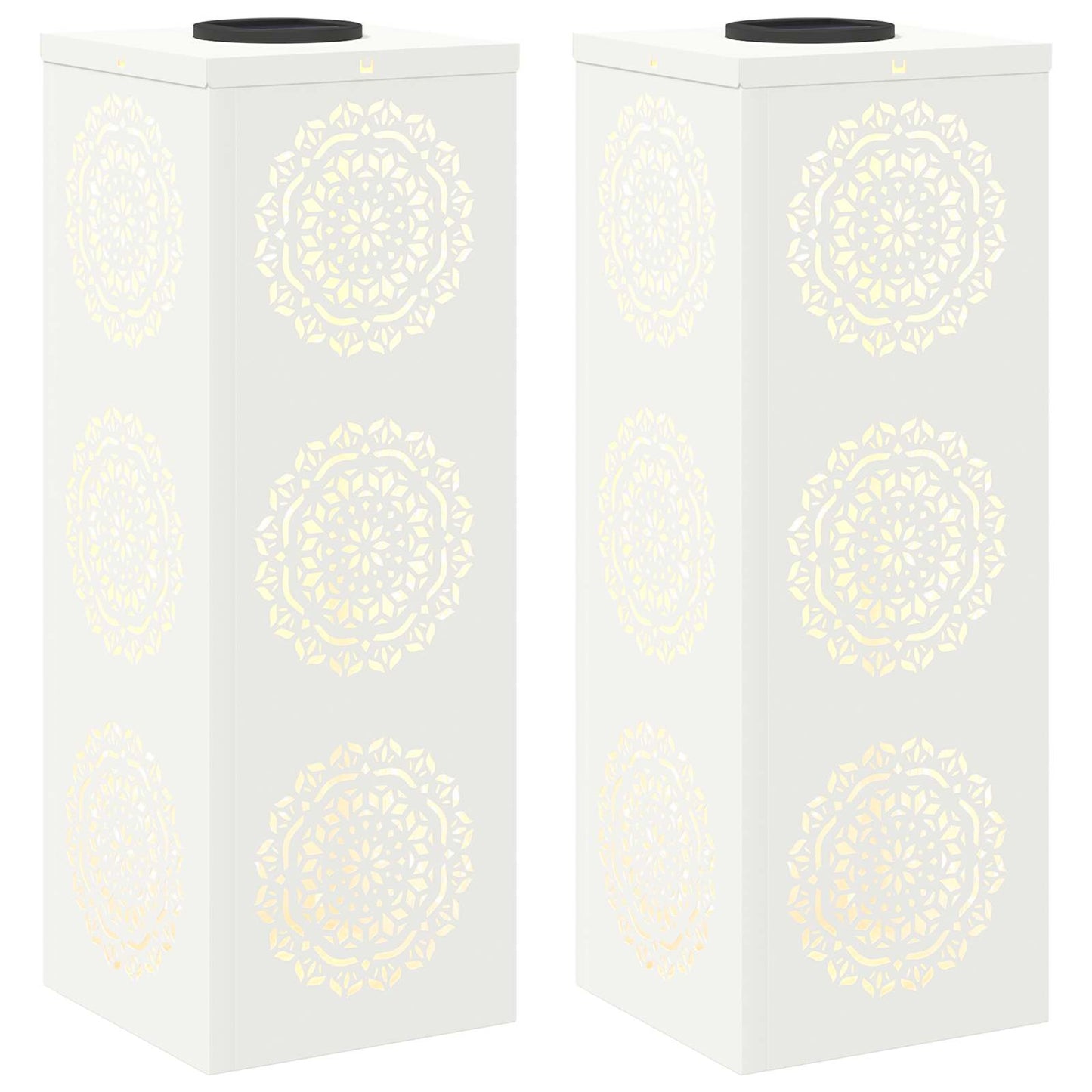 Solenergi LED stibelys 2 pcs Hvit Kaldvalset stål