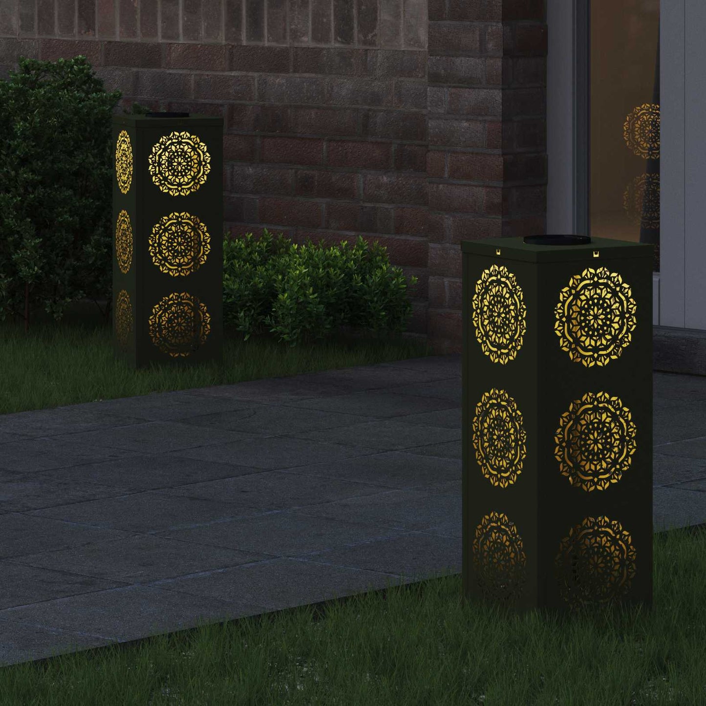 Solenergi LED stibelys 2 pcs Olivengrønn Kaldvalset stål