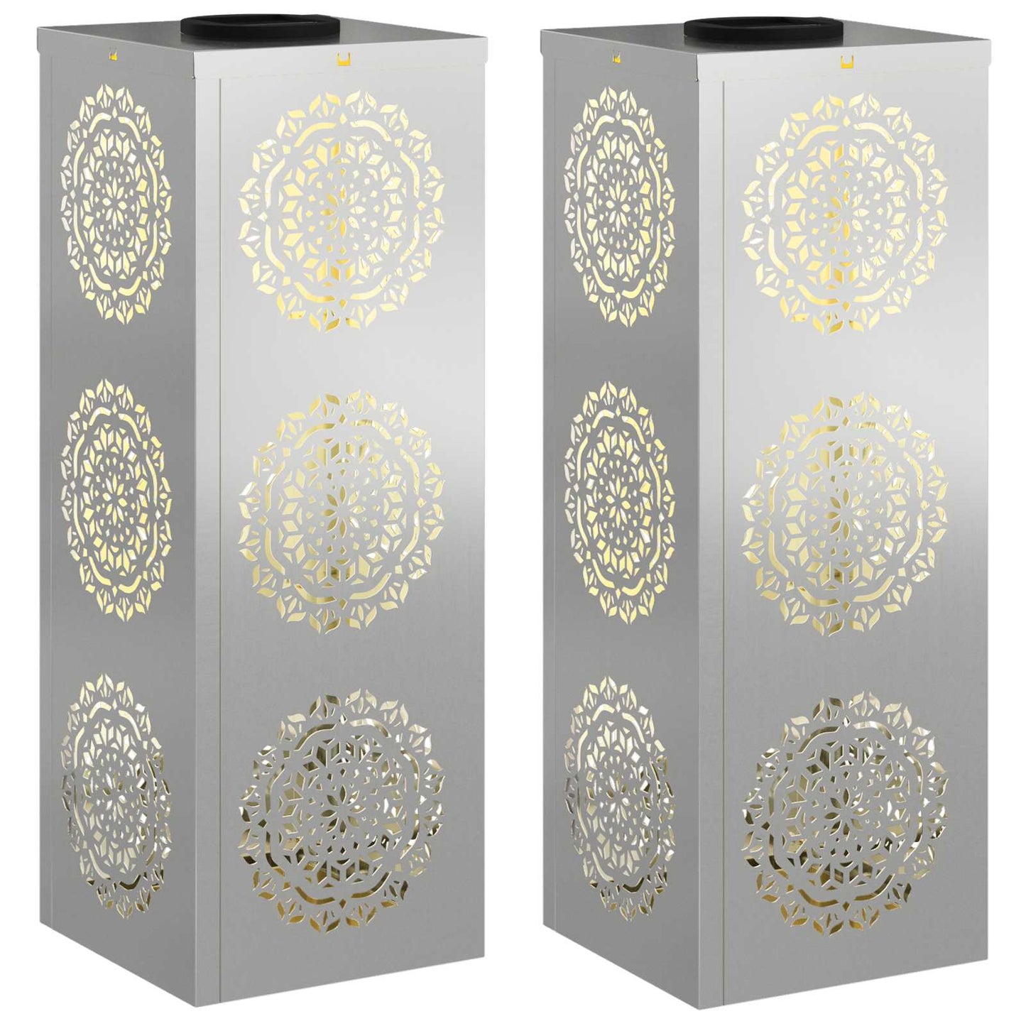 Solenergi LED stibelys 2 pcs sølv Galvanisert stål