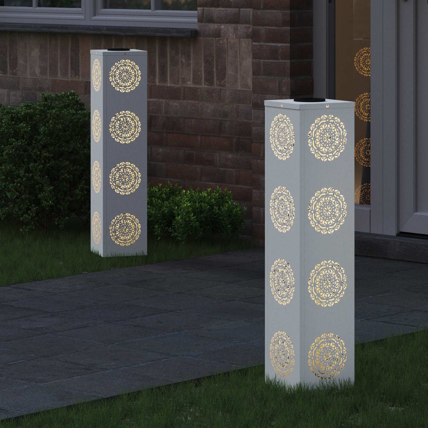 Solenergi LED stibelys 2 pcs Hvit Kaldvalset stål