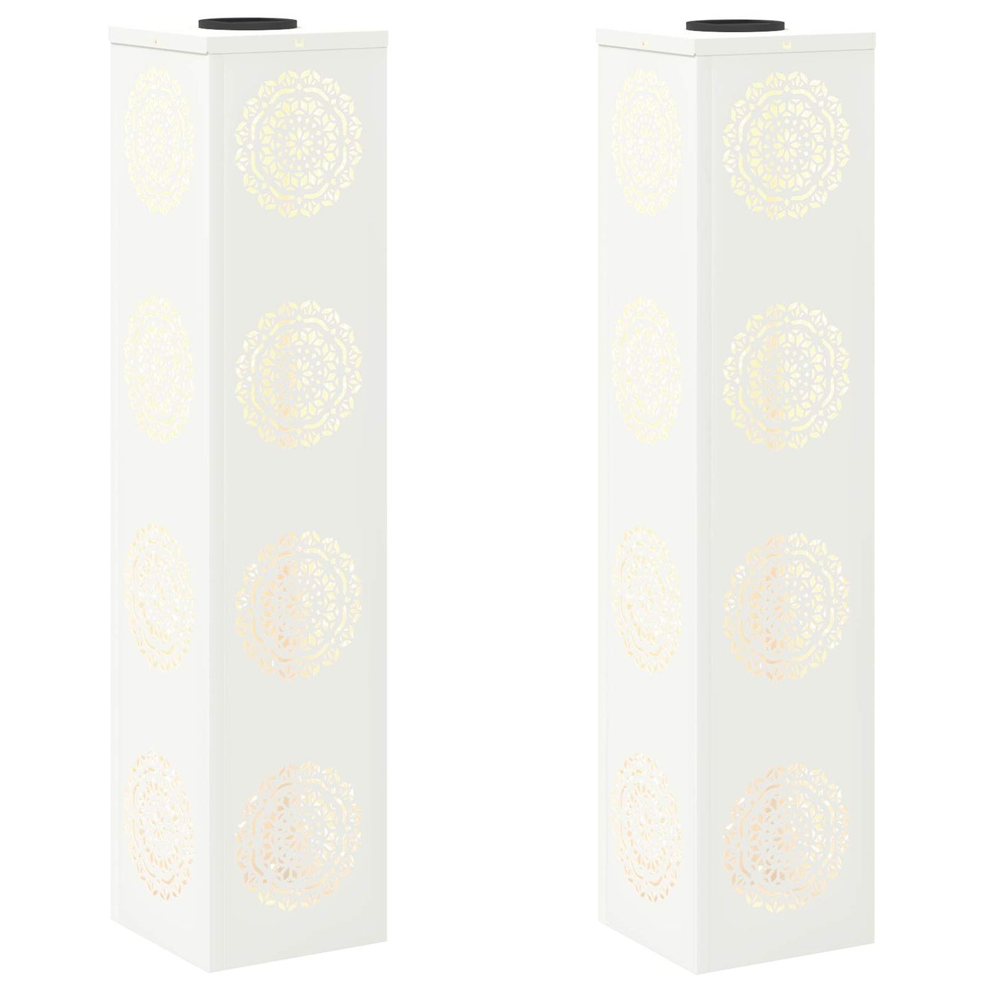 Solenergi LED stibelys 2 pcs Hvit Kaldvalset stål