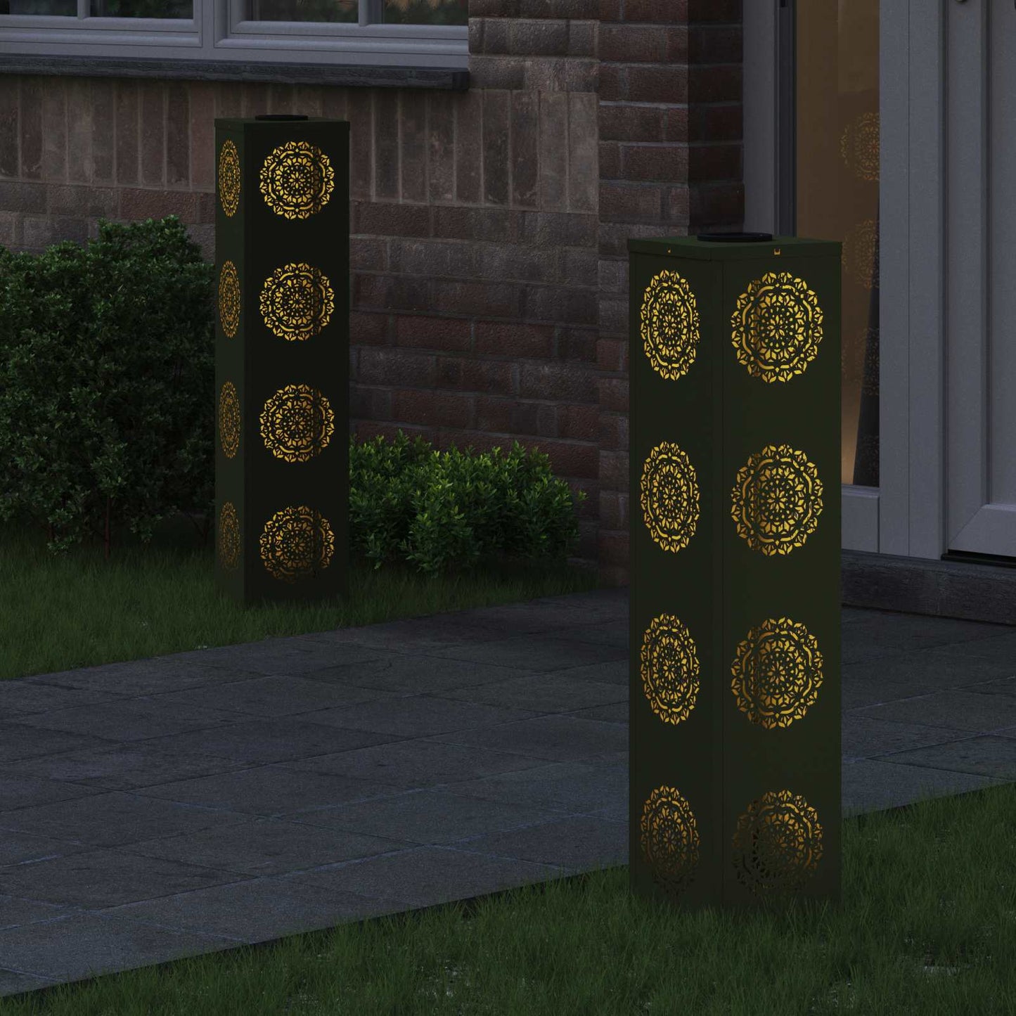 Solenergi LED stibelys 2 pcs Olivengrønn Kaldvalset stål