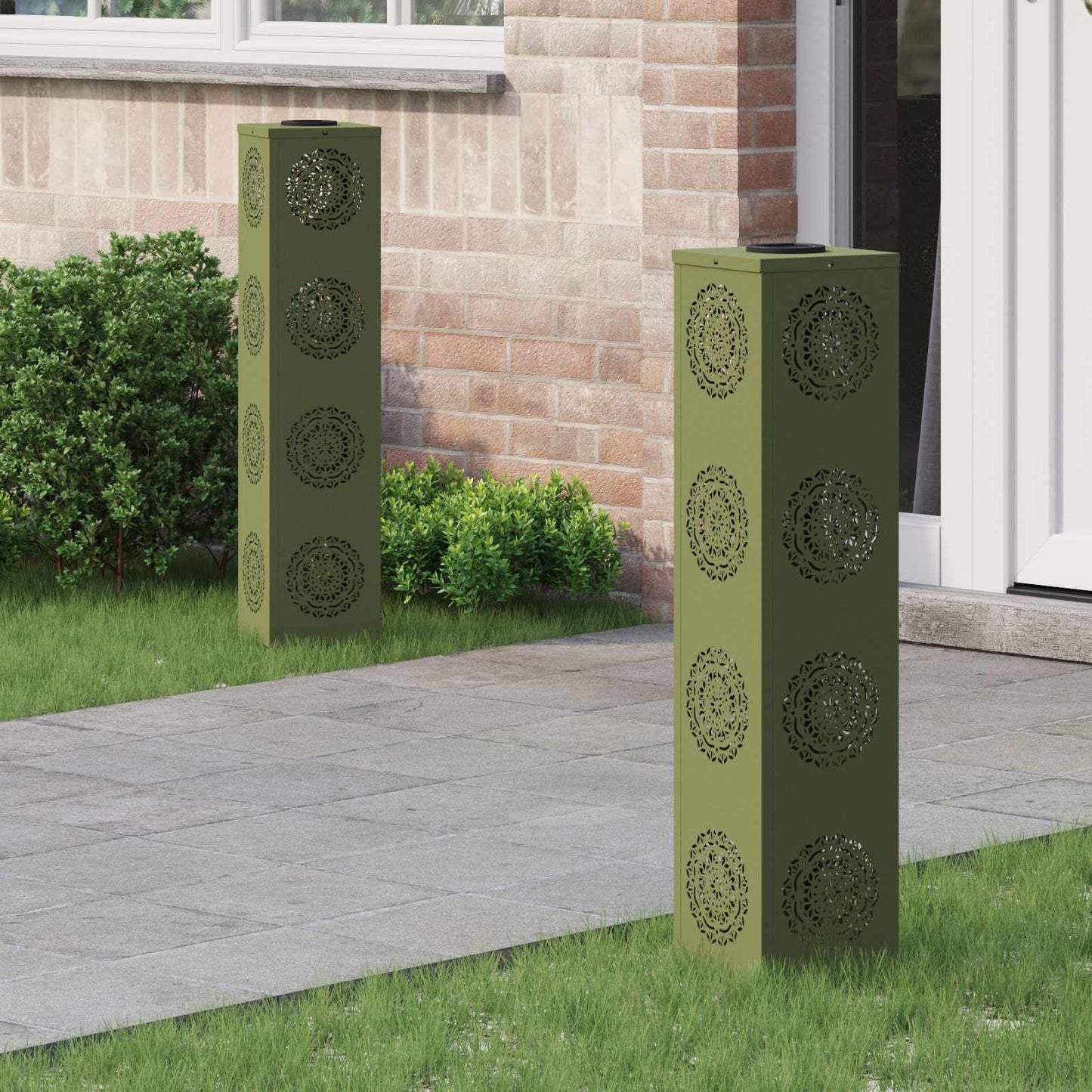 Solenergi LED stibelys 2 pcs Olivengrønn Kaldvalset stål
