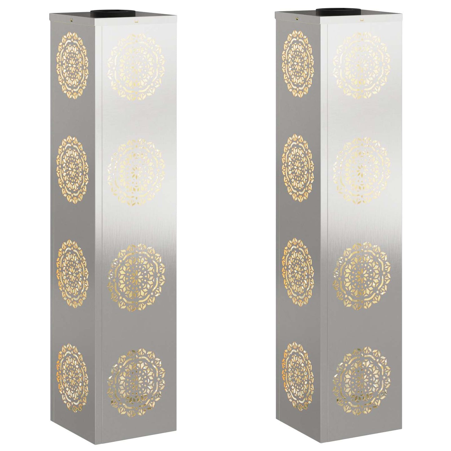 Solenergi LED stibelys 2 pcs sølv Rustfritt Stål