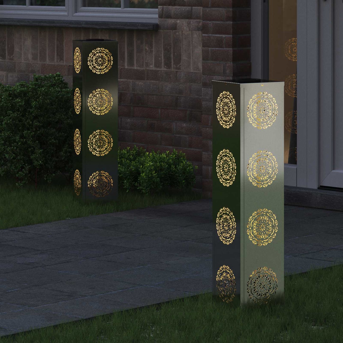 Solenergi LED stibelys 2 pcs sølv Galvanisert stål