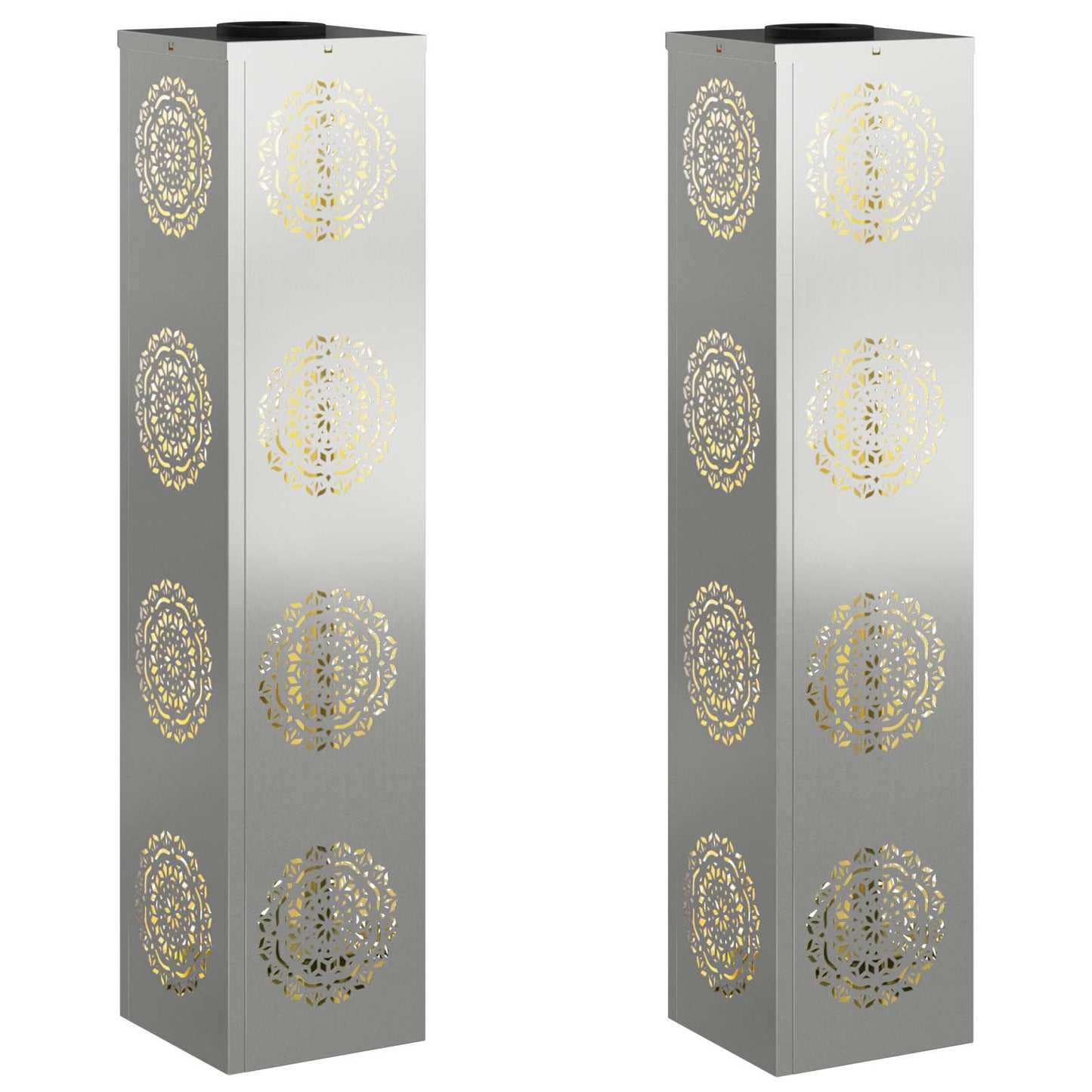 Solenergi LED stibelys 2 pcs sølv Galvanisert stål
