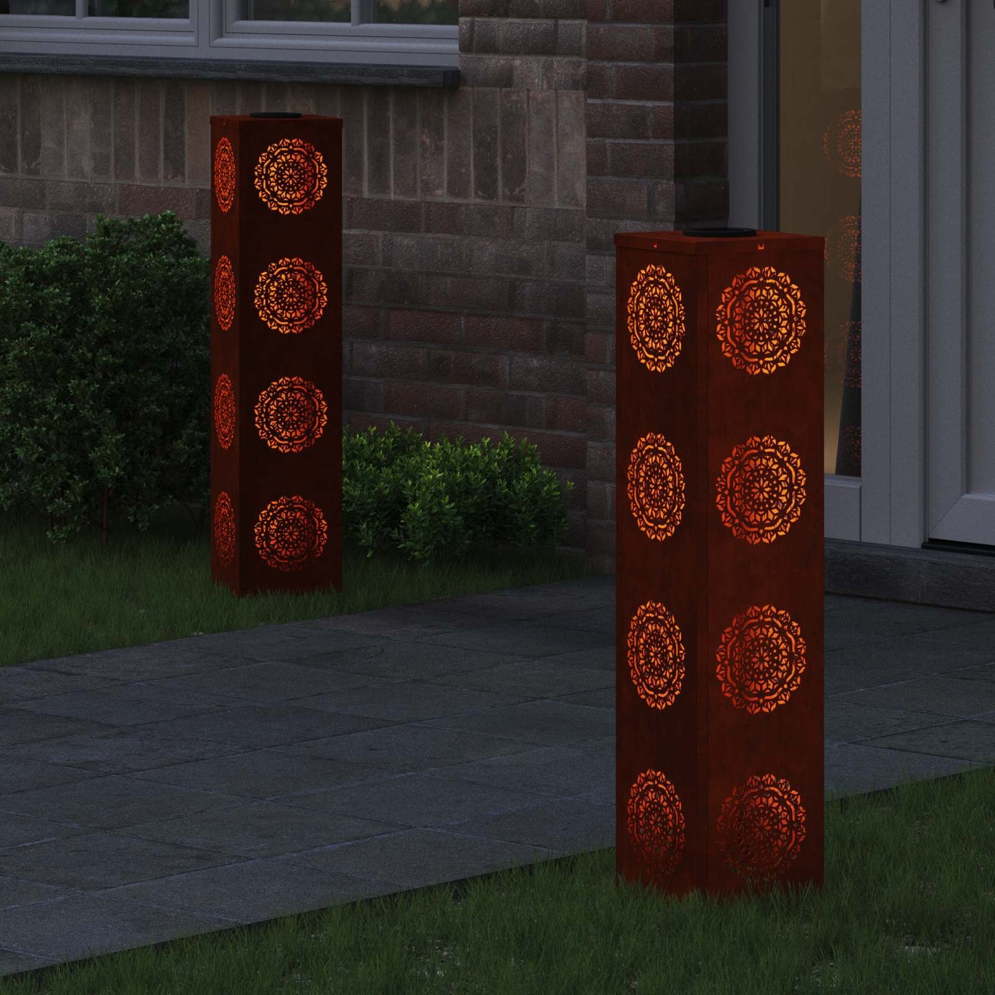Solenergi LED stibelys 2 pcs Rusten Cortenstål