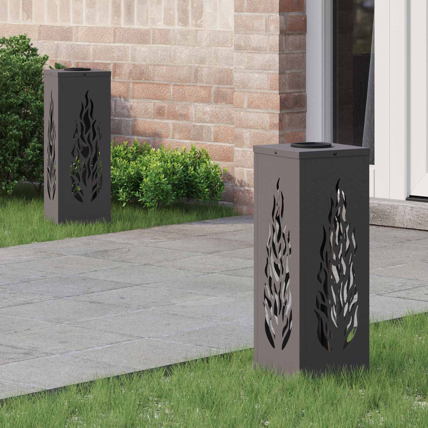 Solenergi LED stibelys 2 pcs Svart Kaldvalset stål
