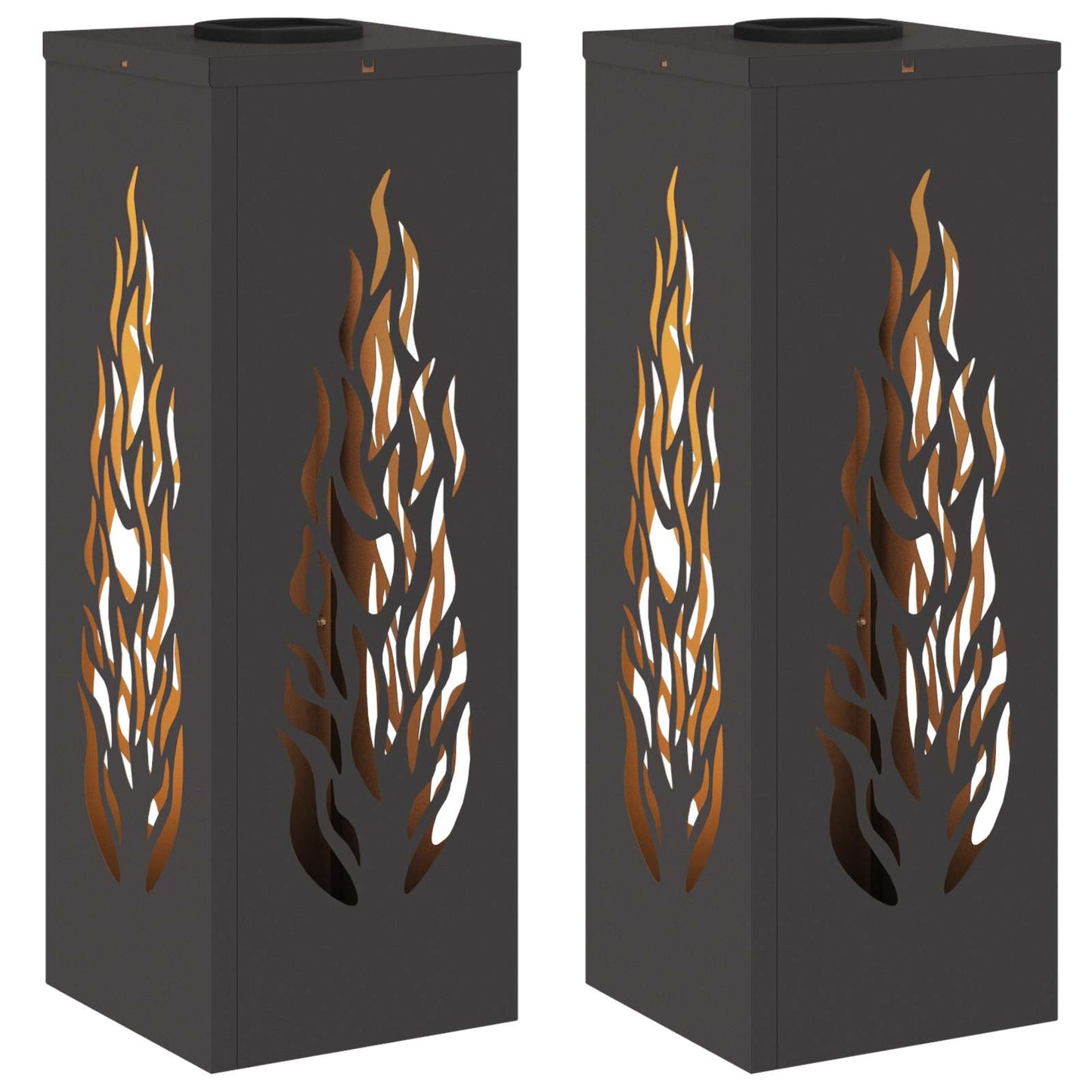 Solenergi LED stibelys 2 pcs Svart Kaldvalset stål