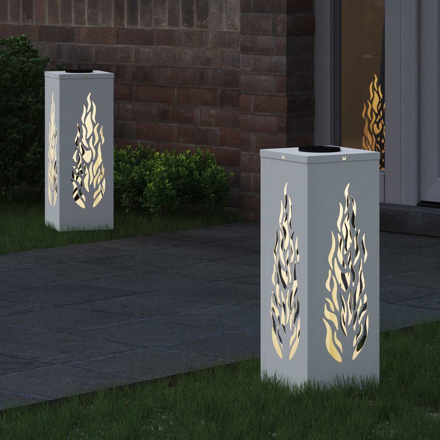 Solenergi LED stibelys 2 pcs Hvit Kaldvalset stål