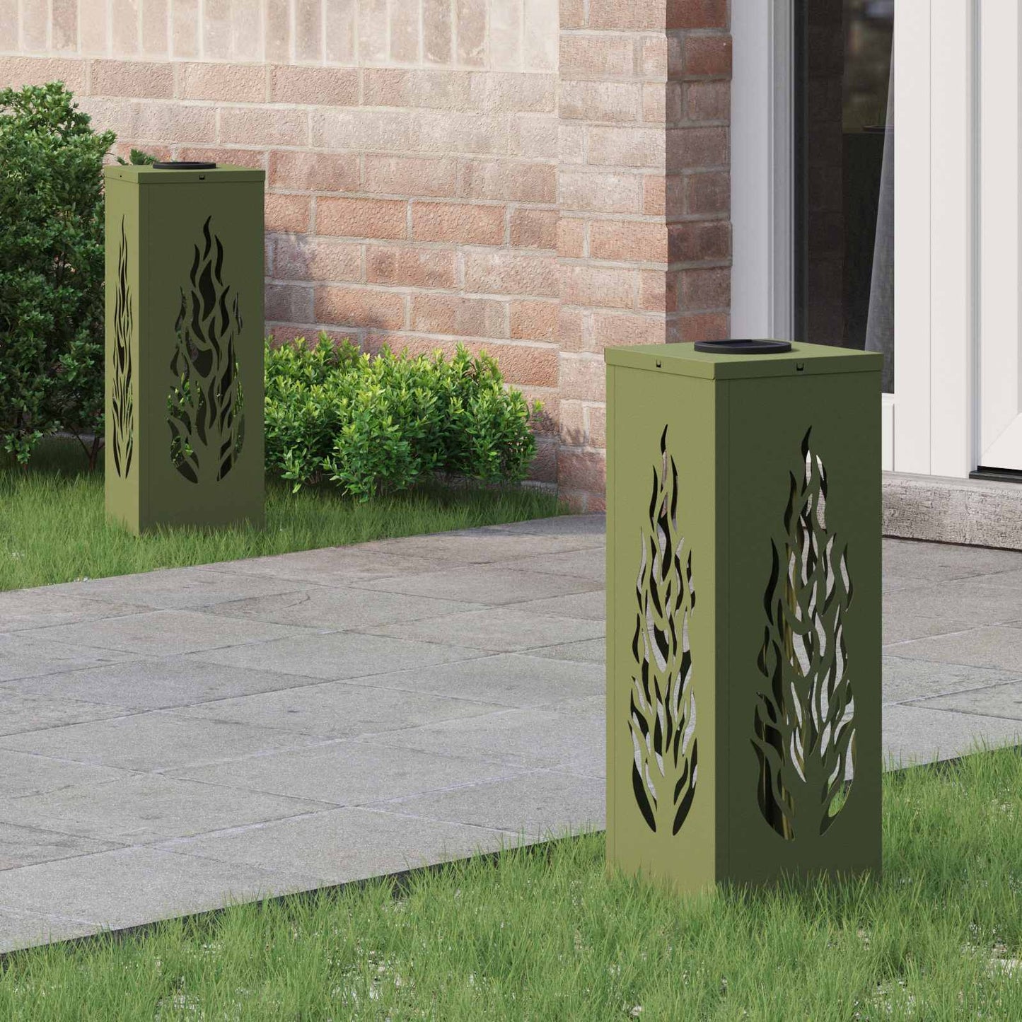 Solenergi LED stibelys 2 pcs Olivengrønn Kaldvalset stål