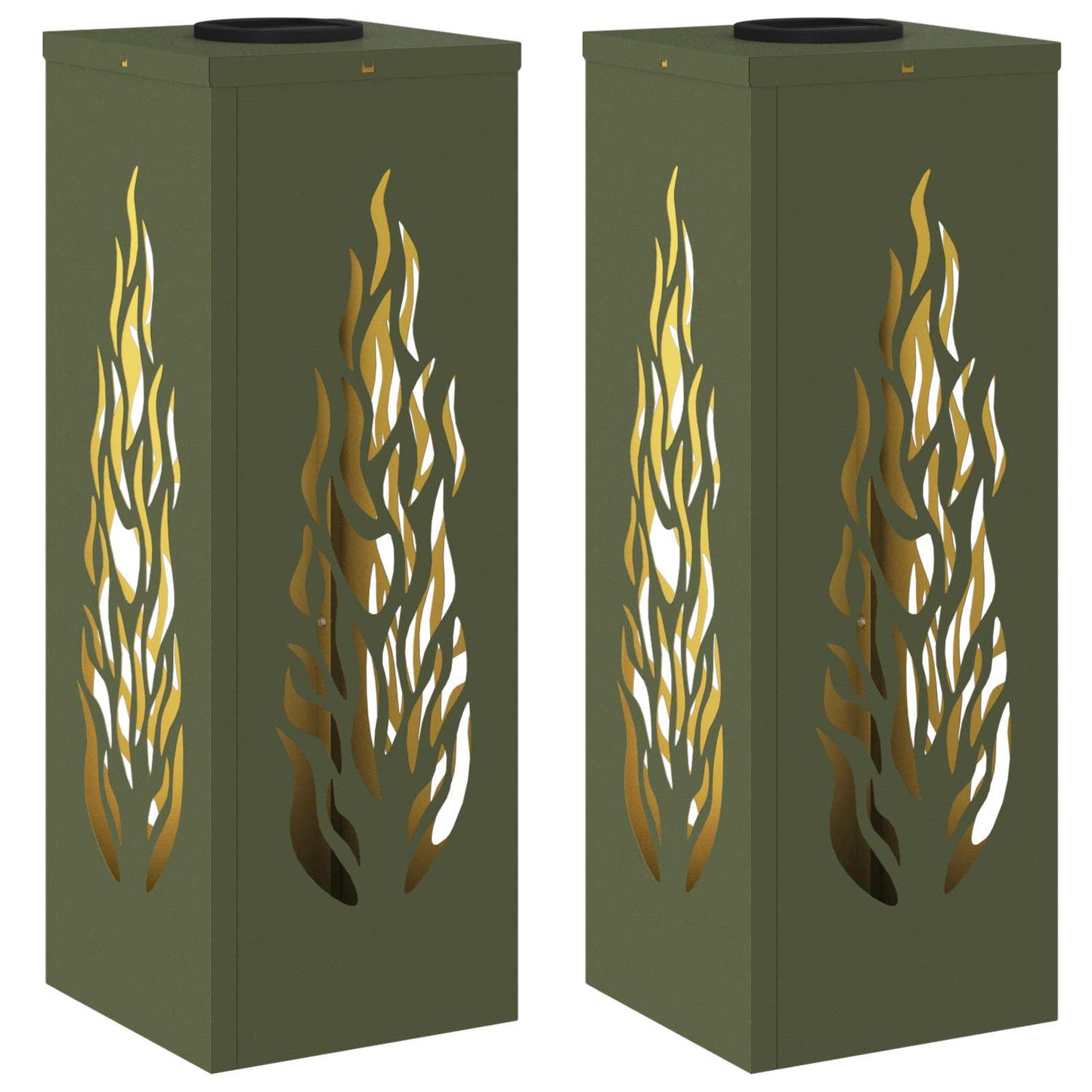 Solenergi LED stibelys 2 pcs Olivengrønn Kaldvalset stål