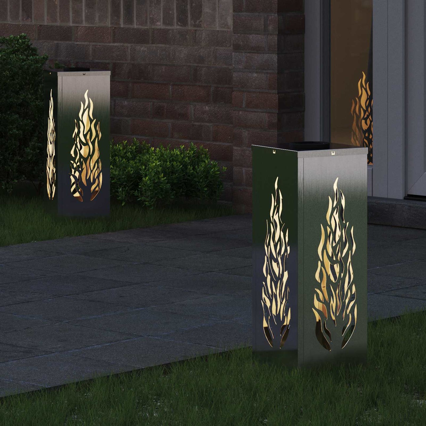 Solenergi LED stibelys 2 pcs sølv Rustfritt Stål