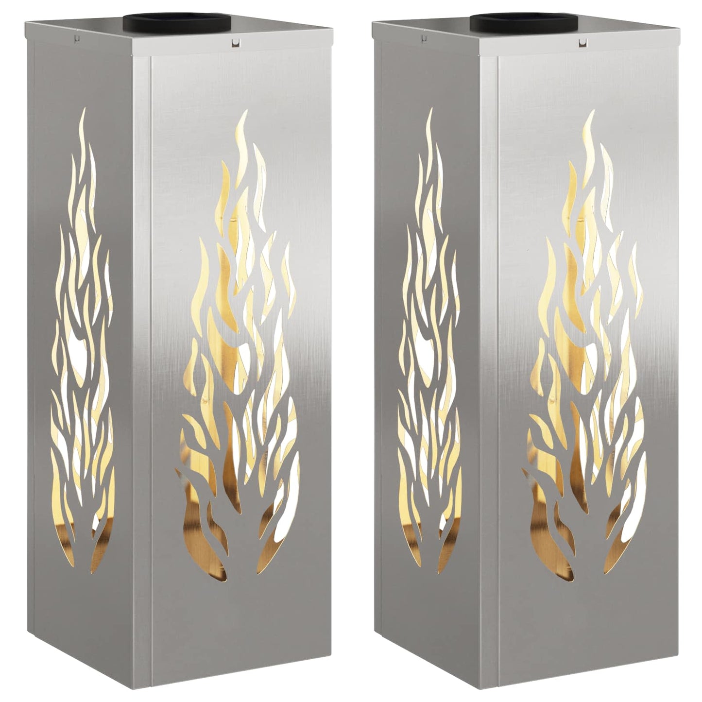 Solenergi LED stibelys 2 pcs sølv Rustfritt Stål