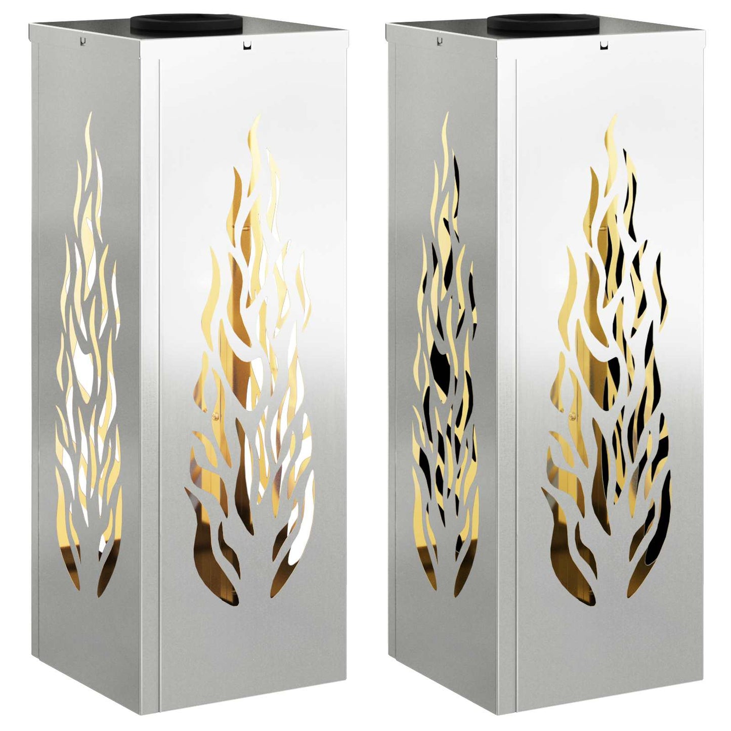 Solenergi LED stibelys 2 pcs sølv Galvanisert stål