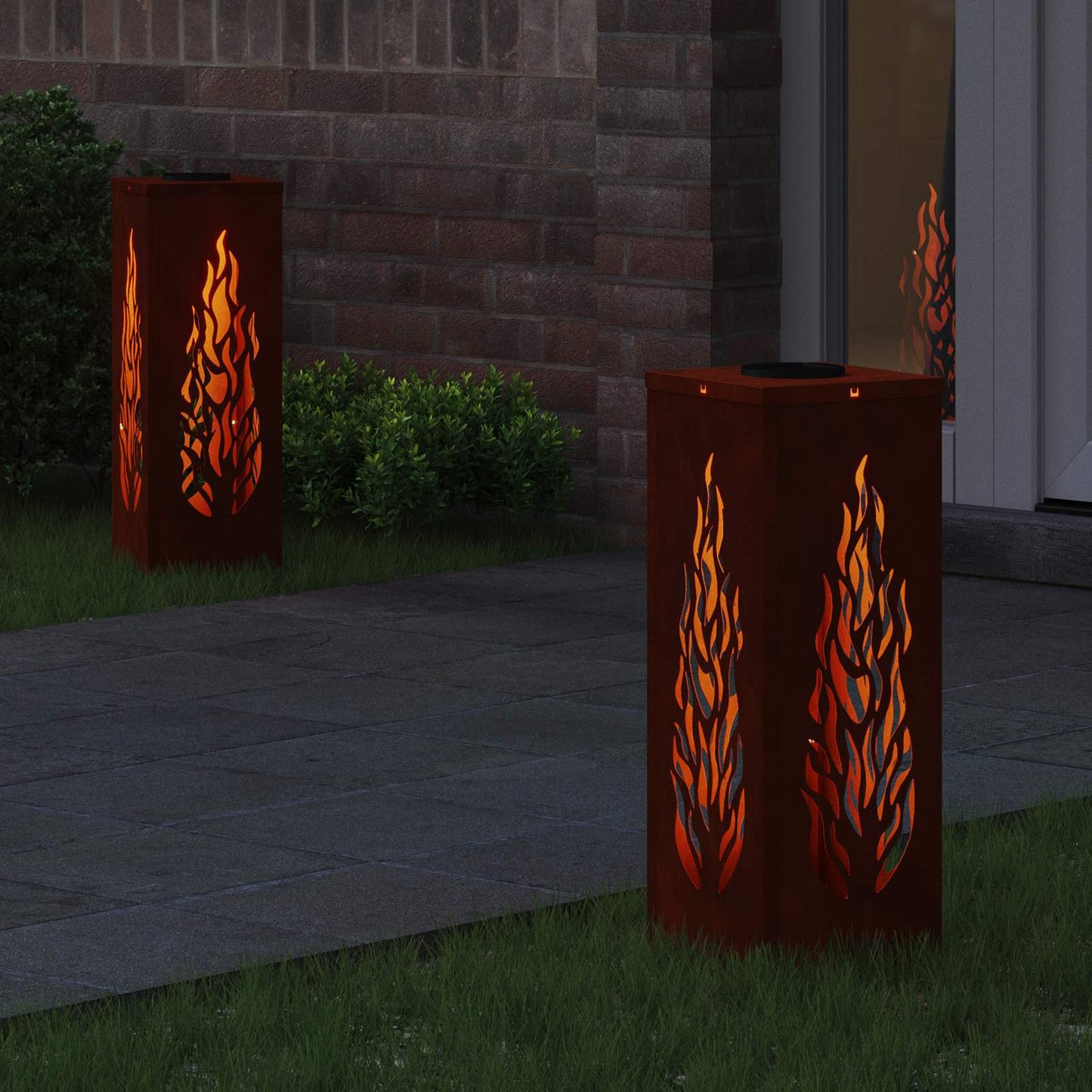 Solenergi LED stibelys 2 pcs Bronse Cortenstål