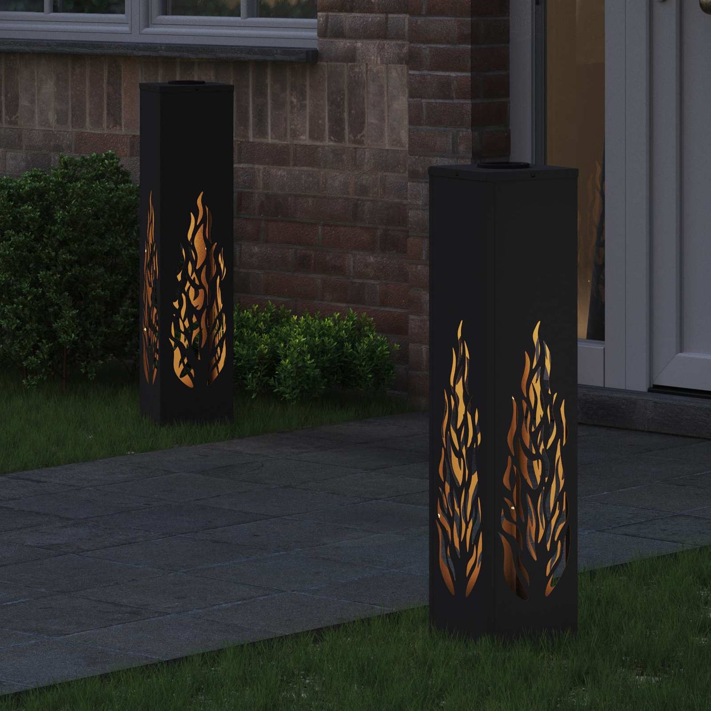 Solenergi LED stibelys 2 pcs Svart Kaldvalset stål