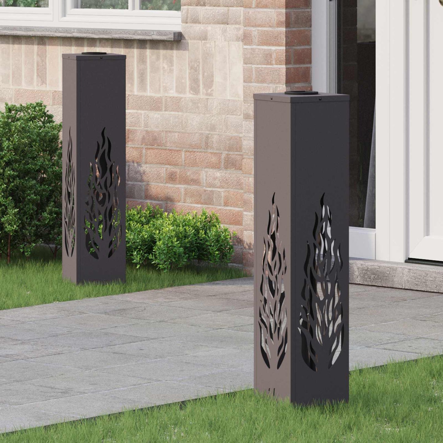 Solenergi LED stibelys 2 pcs Svart Kaldvalset stål