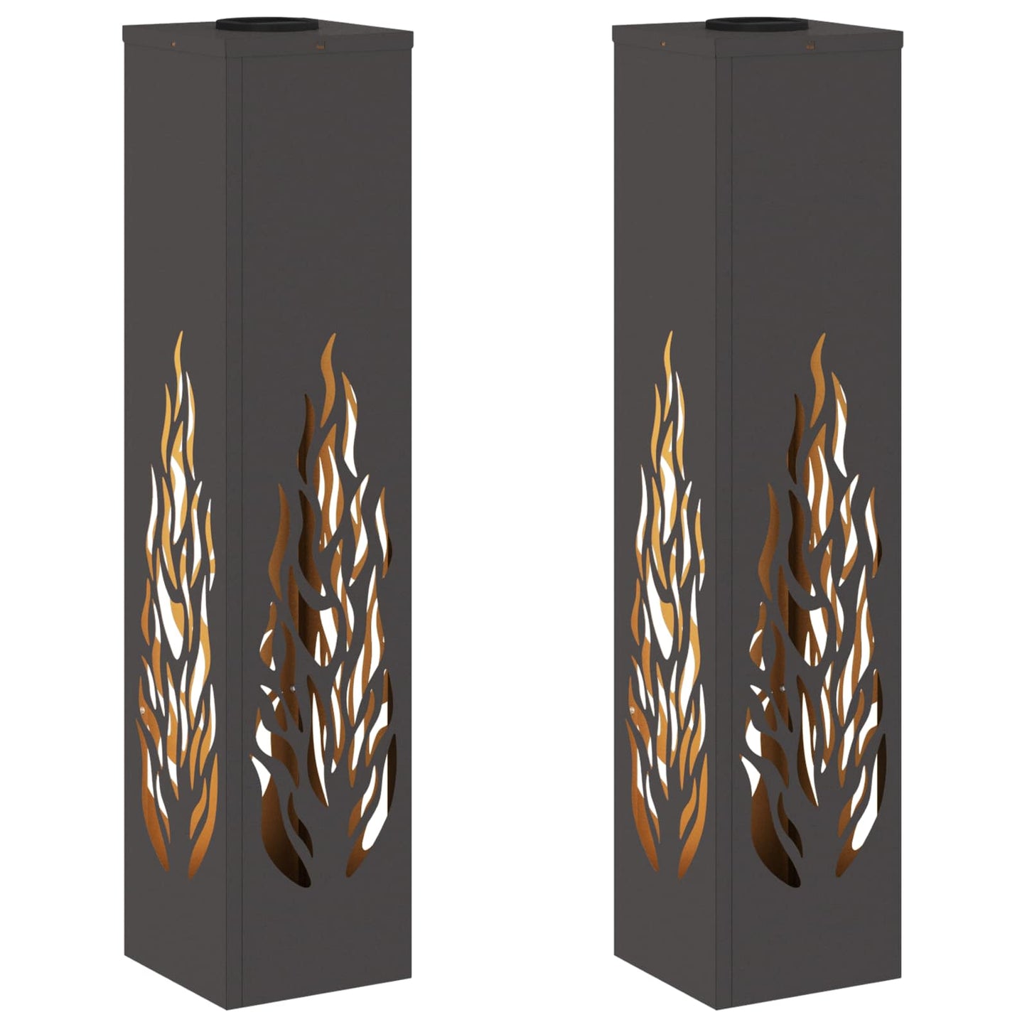 Solenergi LED stibelys 2 pcs Svart Kaldvalset stål