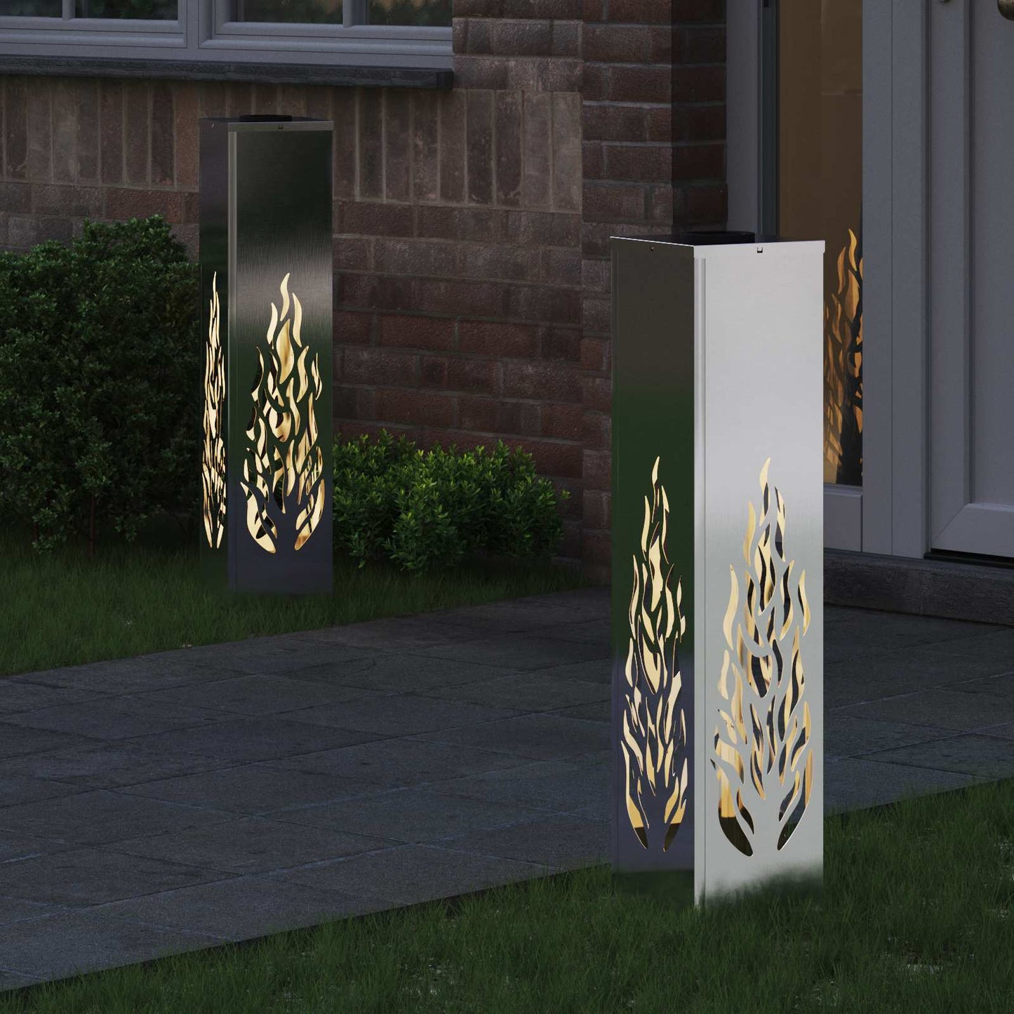 Solenergi LED stibelys 2 pcs sølv Rustfritt Stål