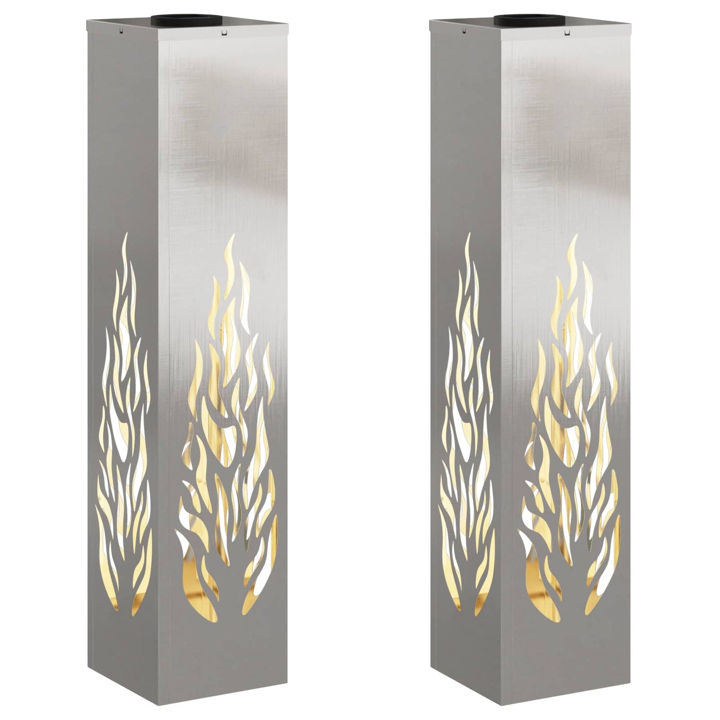 Solenergi LED stibelys 2 pcs sølv Rustfritt Stål