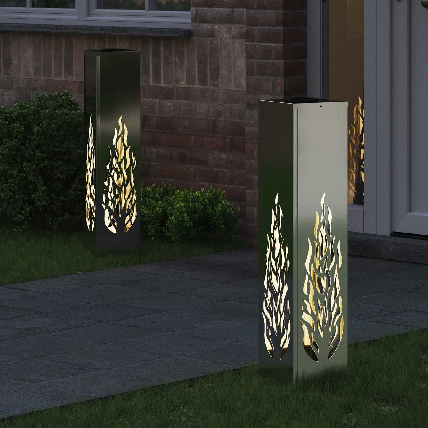 Solenergi LED stibelys 2 pcs sølv Galvanisert stål