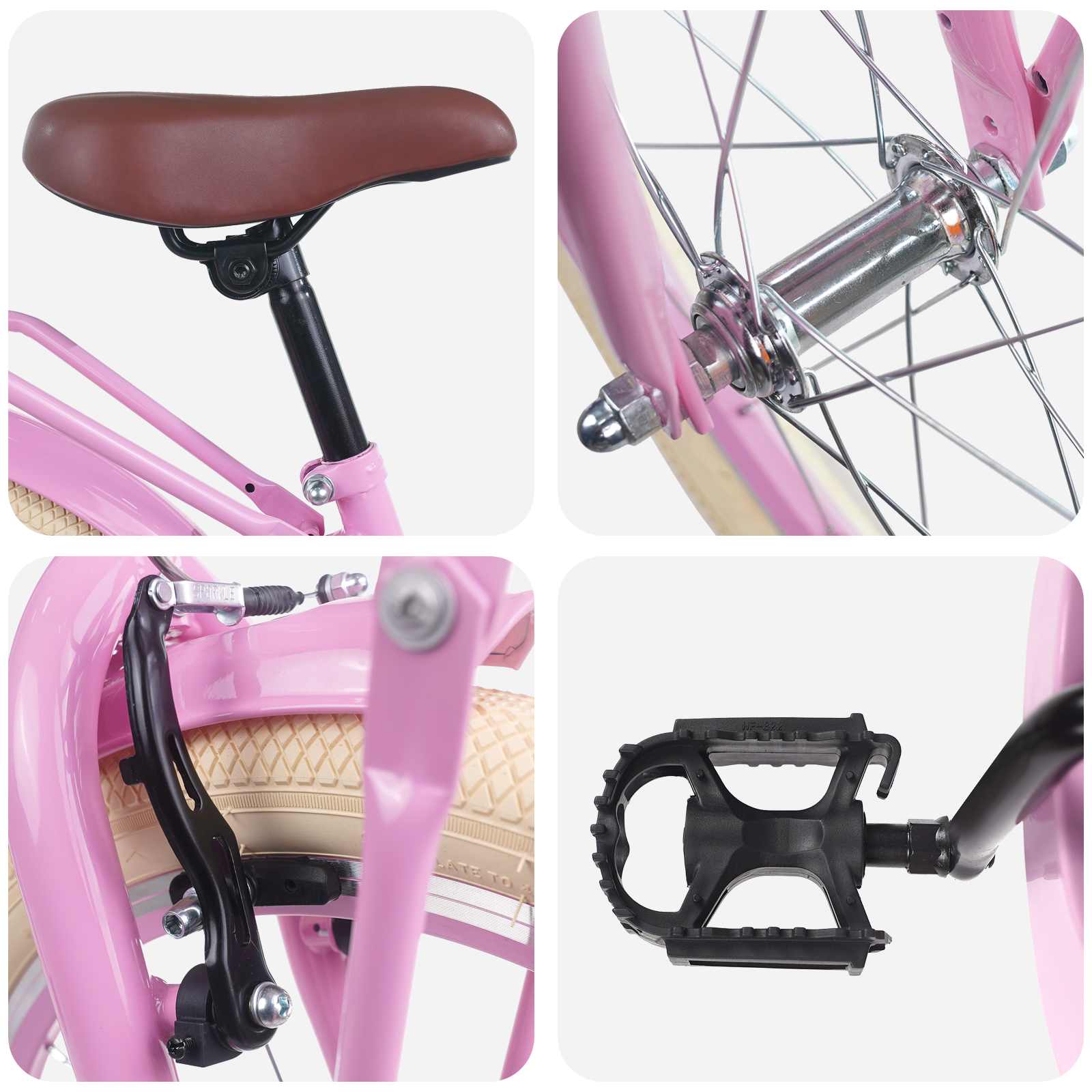 Barnesykkel 18 Tommer for 5-7 år gammel Lys rosa vidaXL