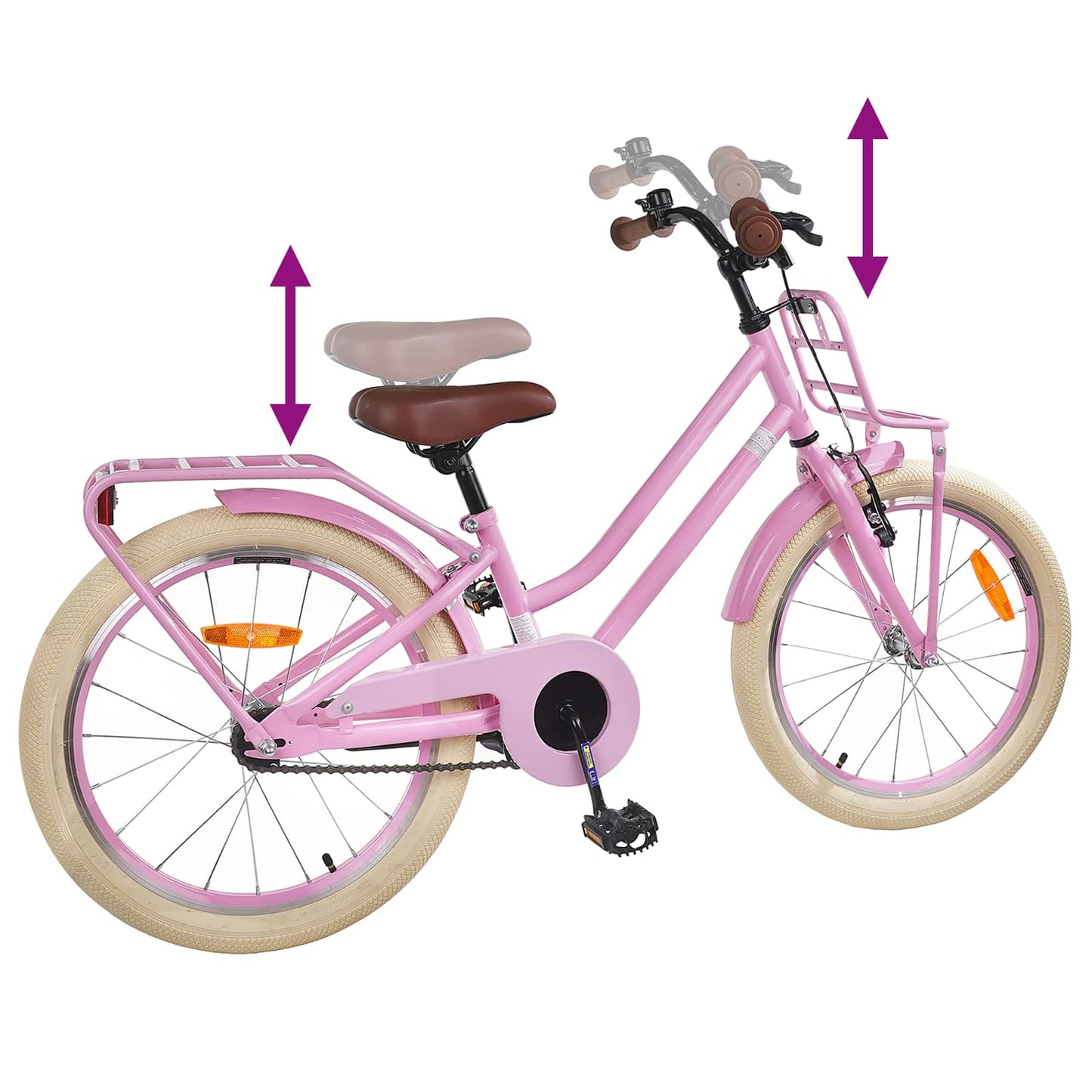 Barnesykkel 18 Tommer for 5-7 år gammel Lys rosa vidaXL