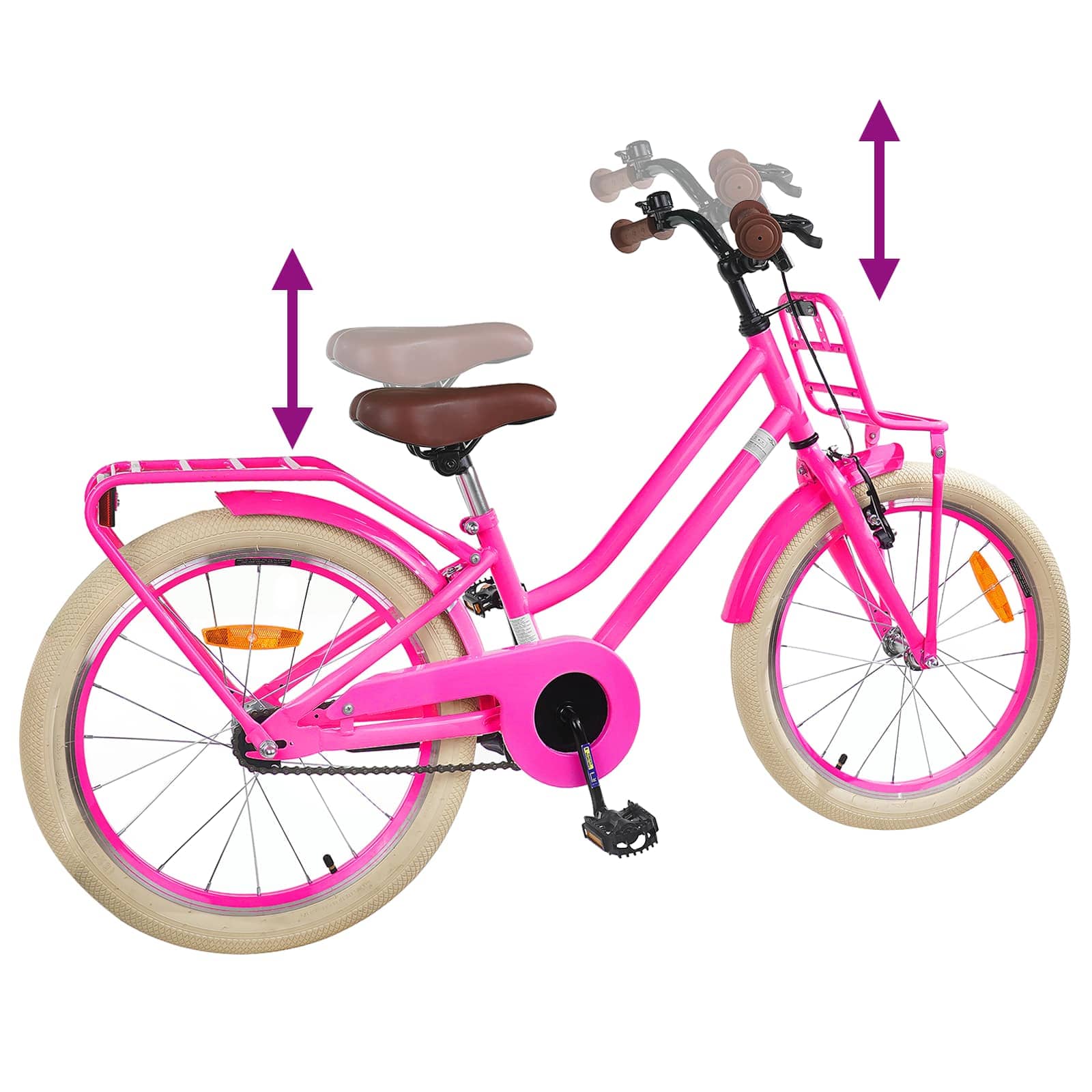 Barnesykkel 20 Tommer for 6-11 år gammel Mørk rosa vidaXL