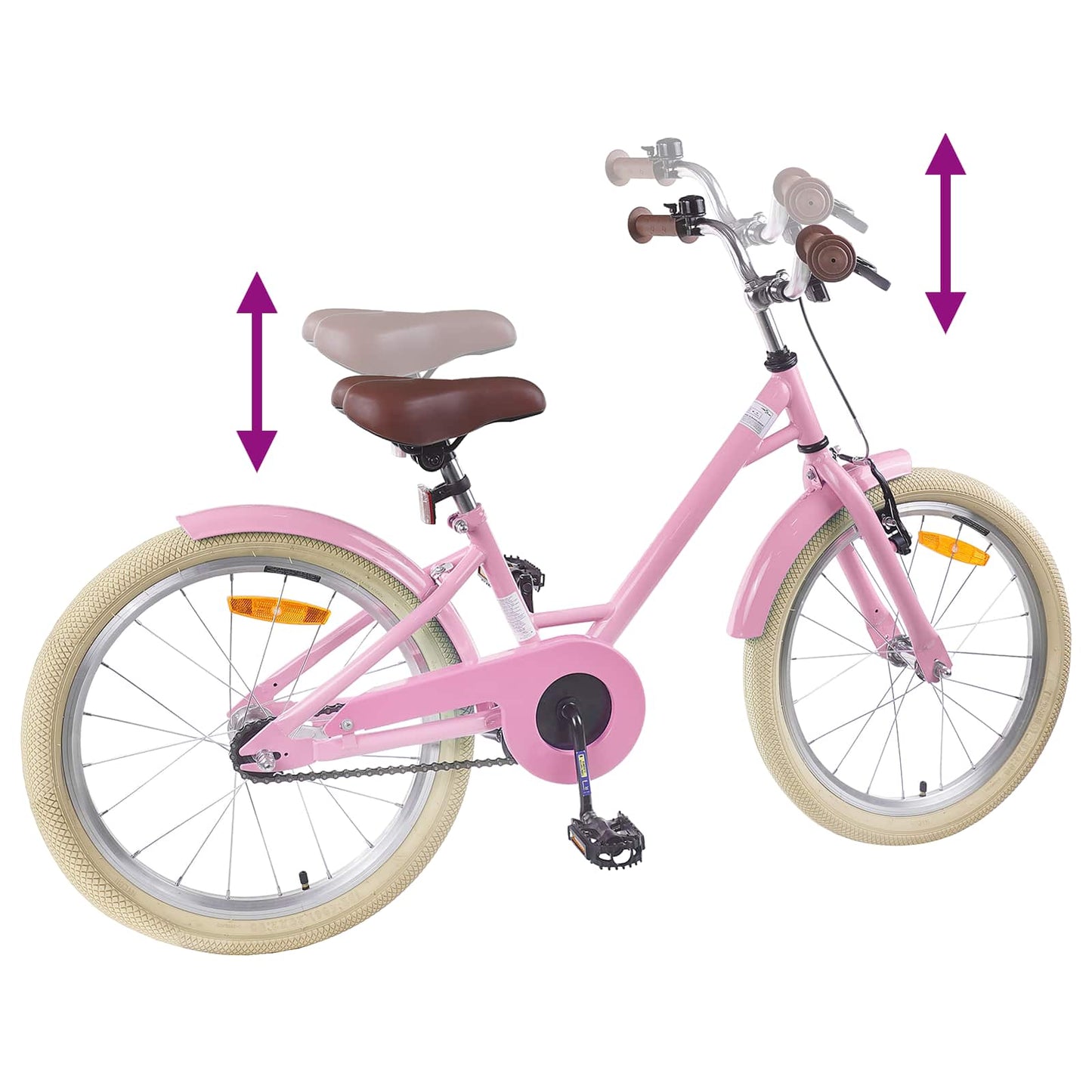 Barnesykkel 18 Tommer for 5-7 år gammel Lys rosa vidaXL