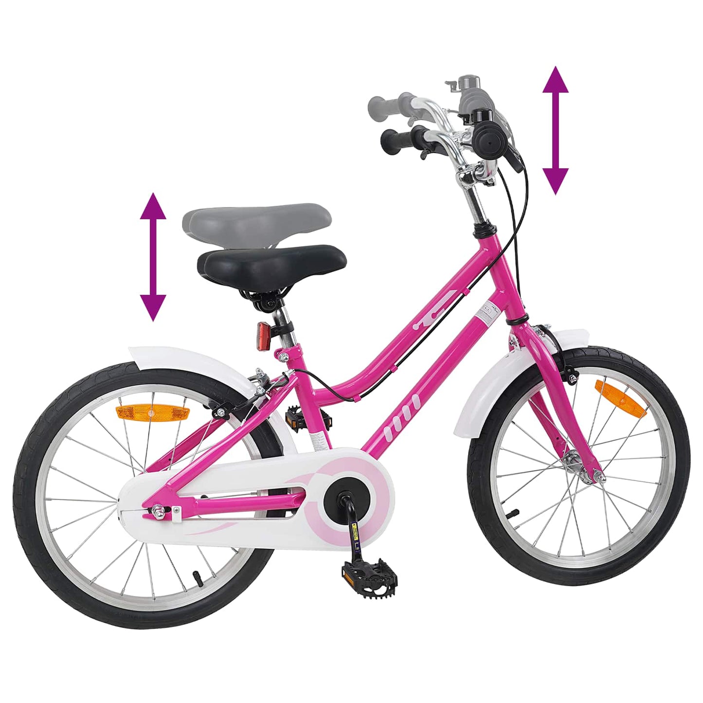 Barnesykkel 18 Tommer for 5-7 år gammel Rosa Hvit