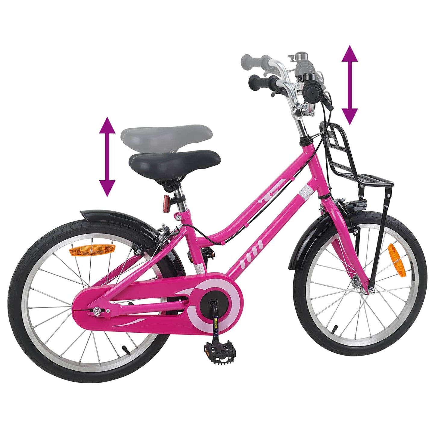 Barnesykkel 18 Tommer for 5-7 år gammel Rosa og svart