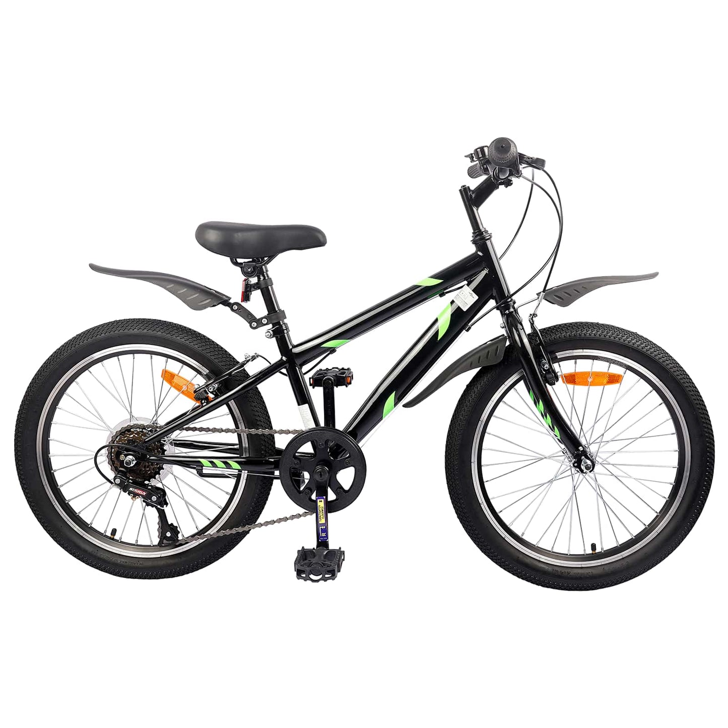 Barnesykkel 20 Tommer 6-Speed for 6-11 år gammel Svart