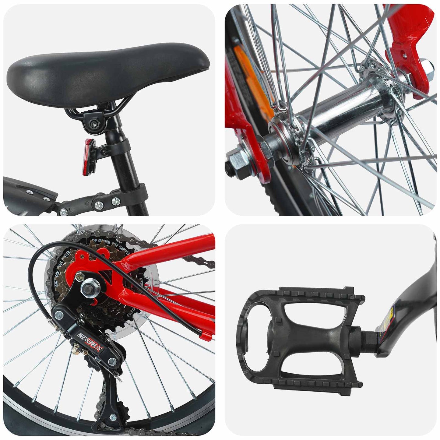 Barnesykkel 20 Tommer 6-Speed for 6-11 år gammel Rød