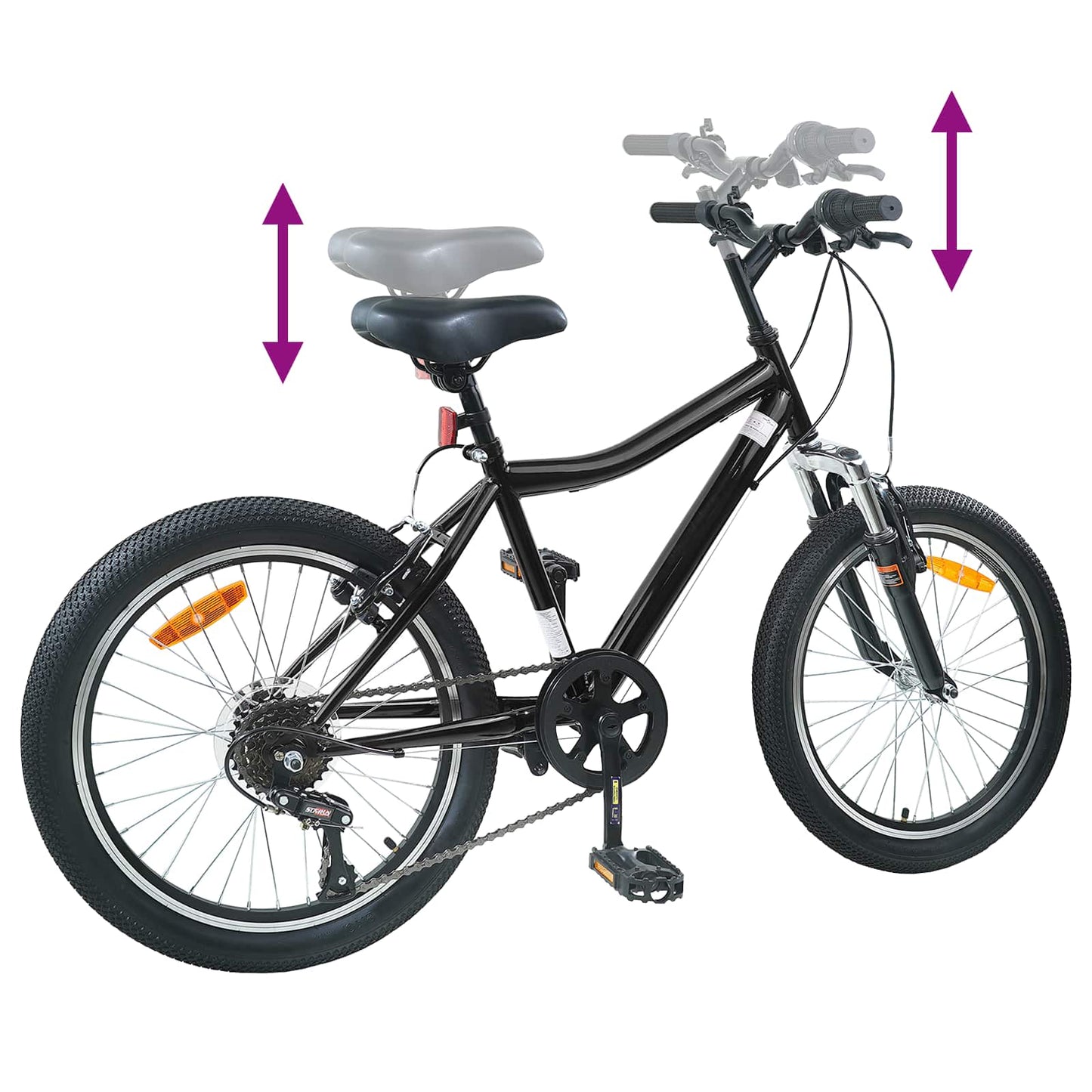 Barnesykkel 20 Tommer 6-Speed for 6-11 år gammel Svart