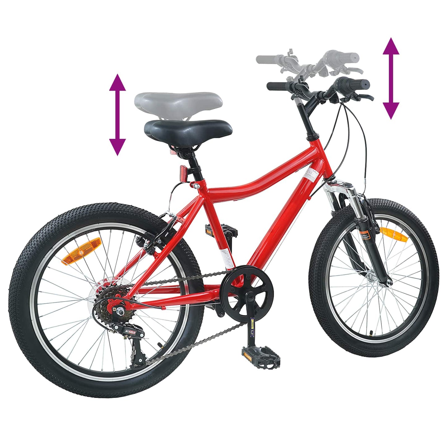 Barnesykkel 20 Tommer 6-Speed for 6-11 år gammel Rød