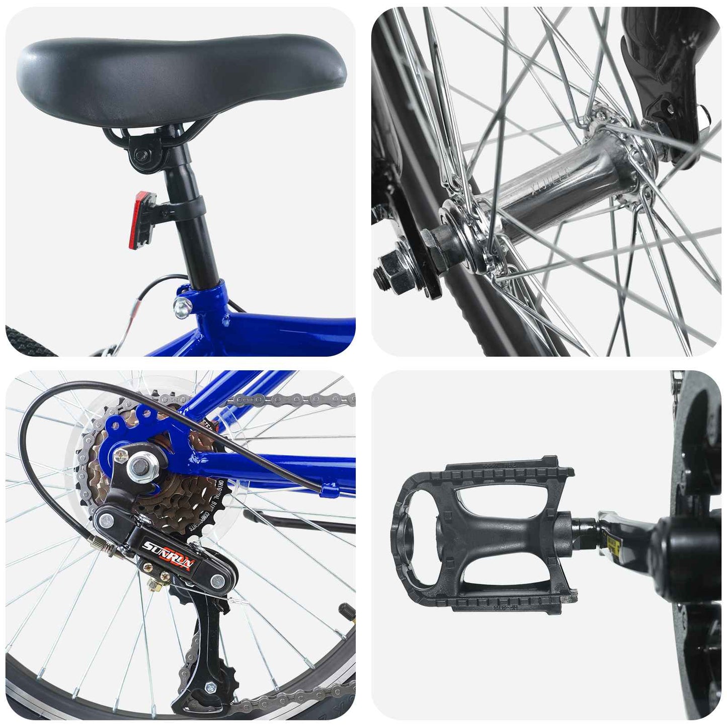 Barnesykkel 20 Tommer 6-Speed for 6-11 år gammel Mørkeblå