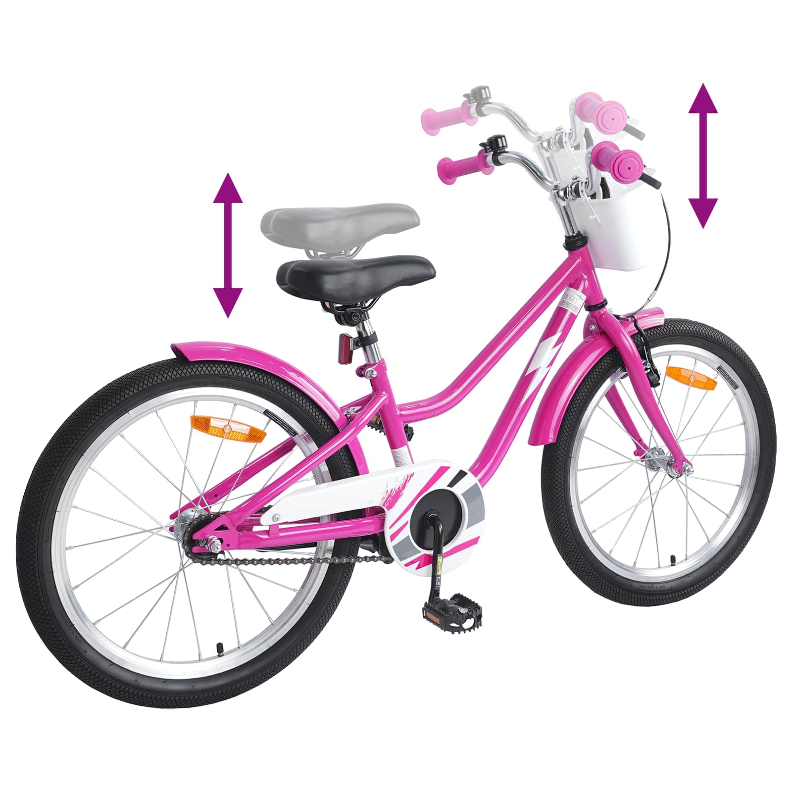 Barnesykkel 18 Tommer for 5-7 år gammel Mørk rosa vidaXL