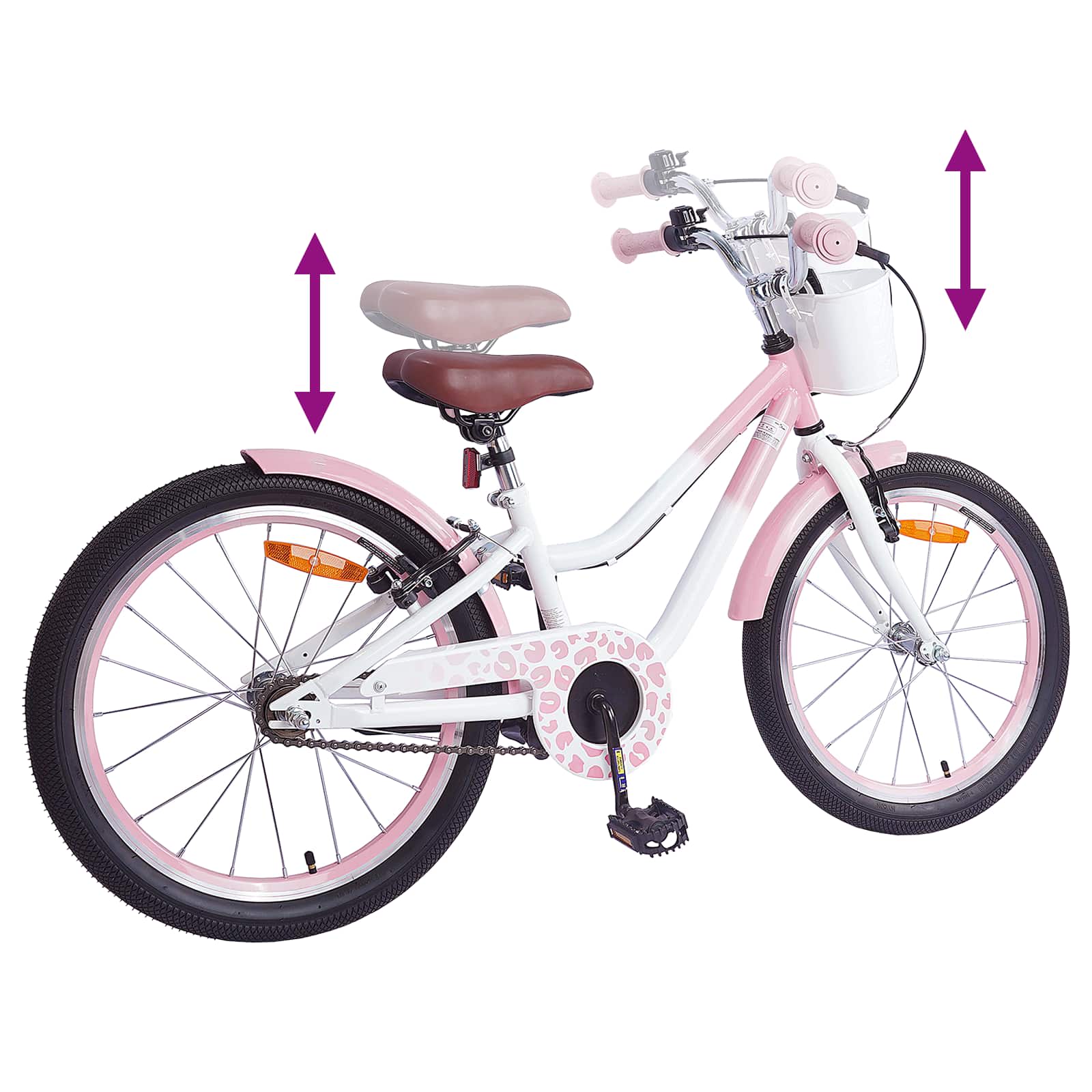 Barnesykkel 18 Tommer for 5-7 år gammel Lys rosa vidaXL