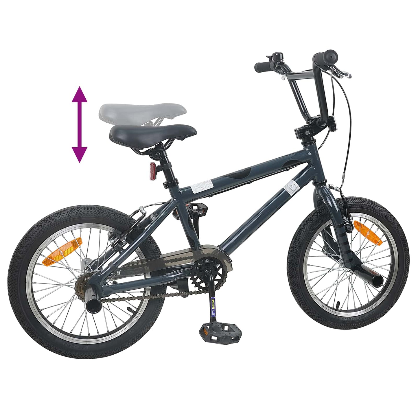 BMX Sykkel 16 Tommer for 5-8 år gamle Mørkegrå