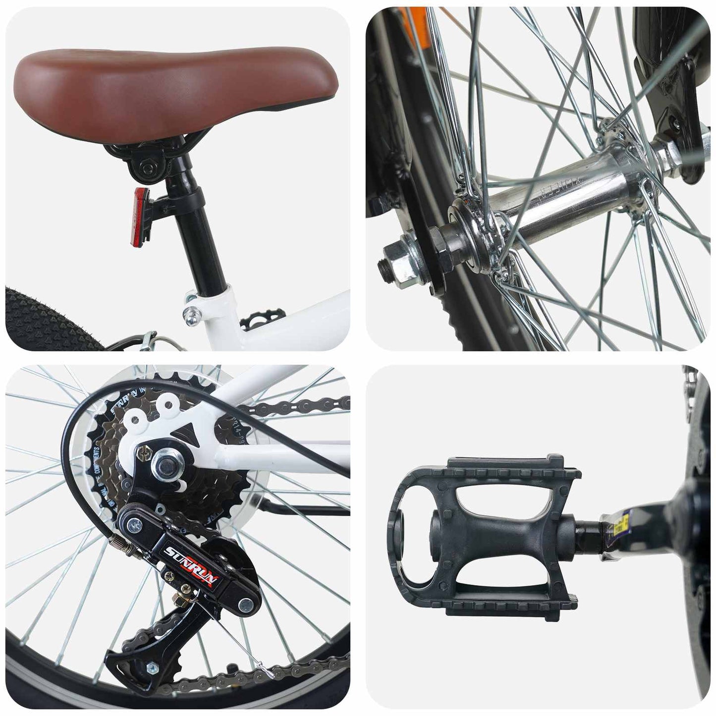 Kids Mountain Bike 20 Tommer 6-Speed for 5-8 år gamle Hvit vidaXL