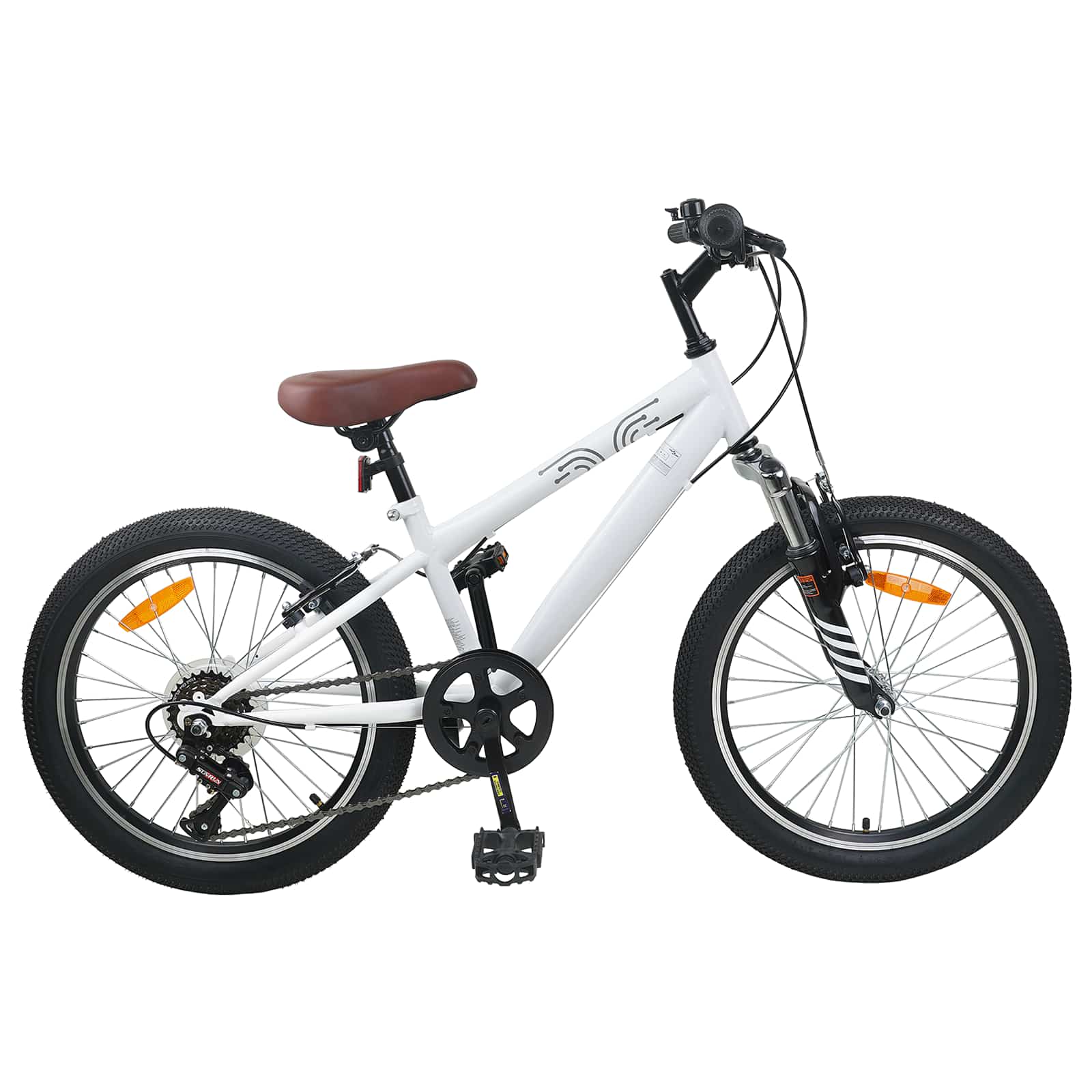 Kids Mountain Bike 20 Tommer 6-Speed for 5-8 år gamle Hvit vidaXL