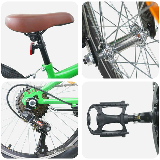 Kids Mountain Bike 20 Tommer 6-Speed for 5-8 år gamle grønn vidaXL