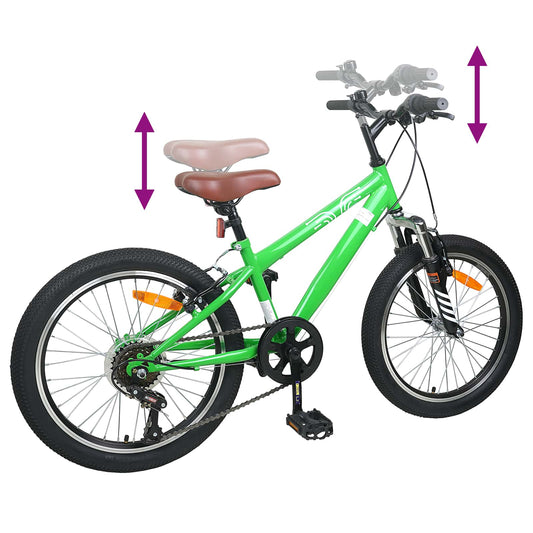 Kids Mountain Bike 20 Tommer 6-Speed for 5-8 år gamle grønn vidaXL