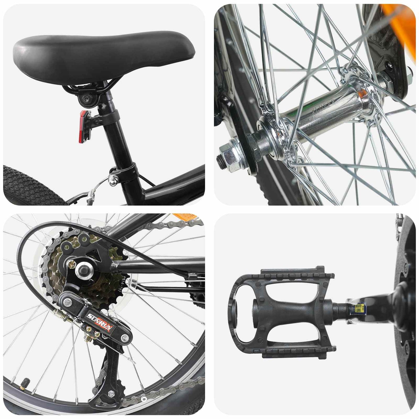 Kids Mountain Bike 20 Tommer 6-Speed for 5-8 år gamle Svart vidaXL