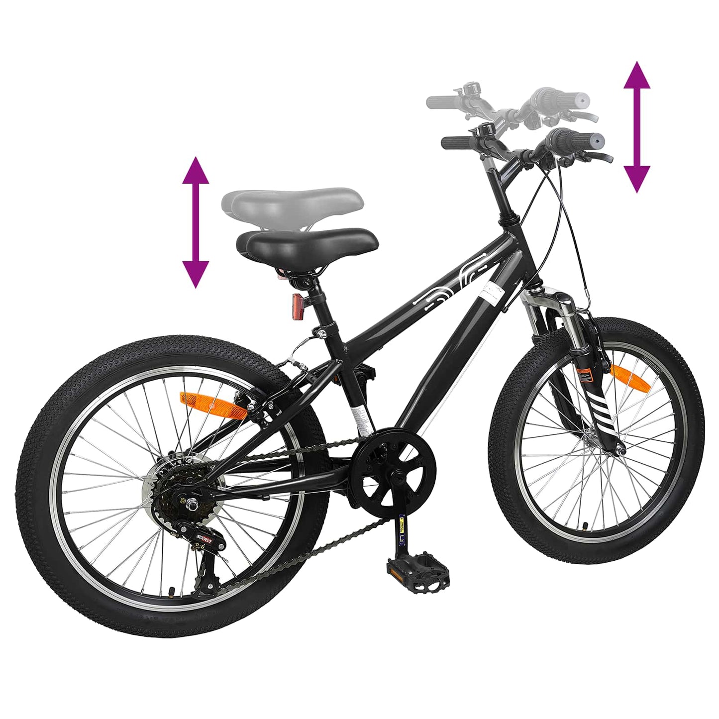 Kids Mountain Bike 20 Tommer 6-Speed for 5-8 år gamle Svart vidaXL
