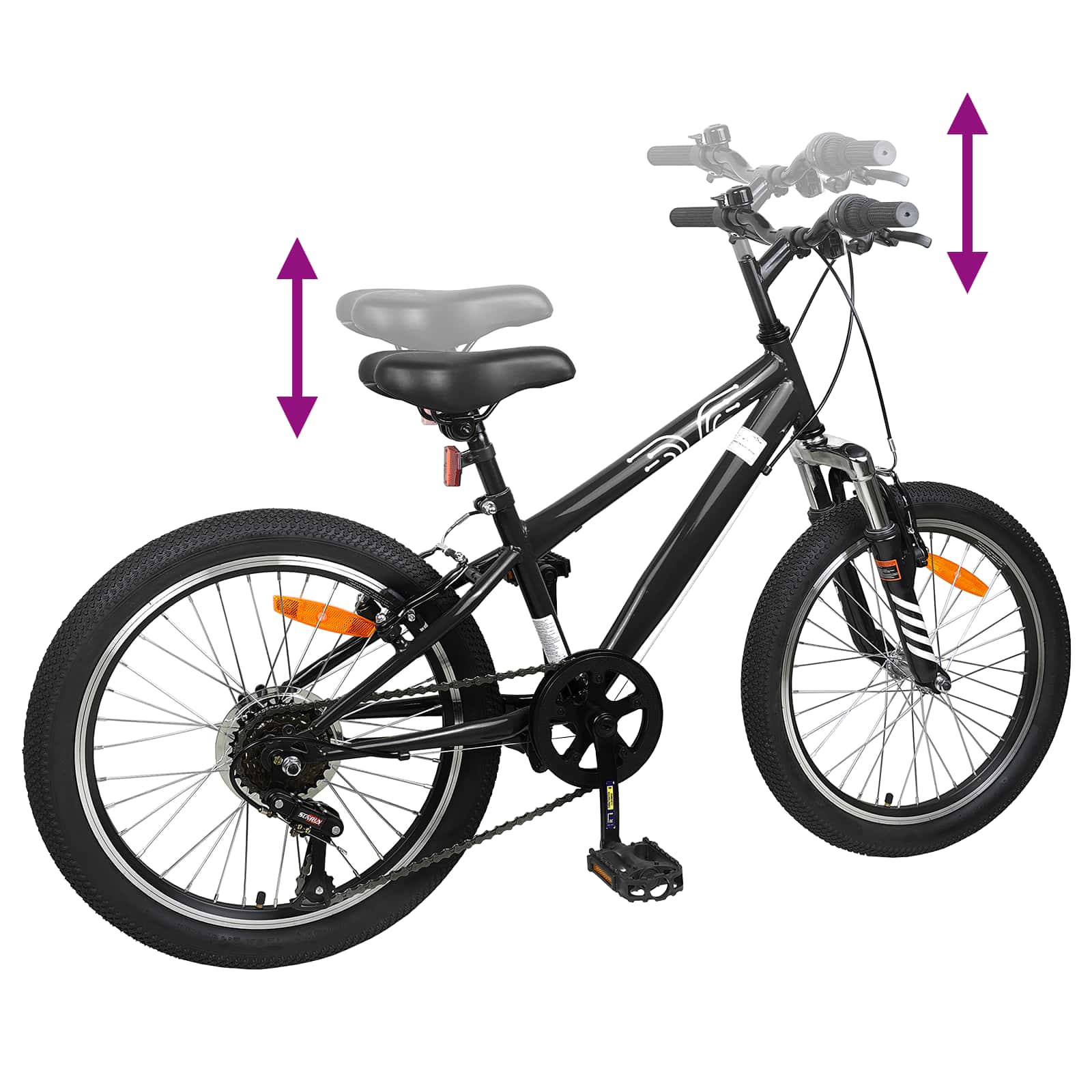 Kids Mountain Bike 20 Tommer 6-Speed for 5-8 år gamle Svart vidaXL